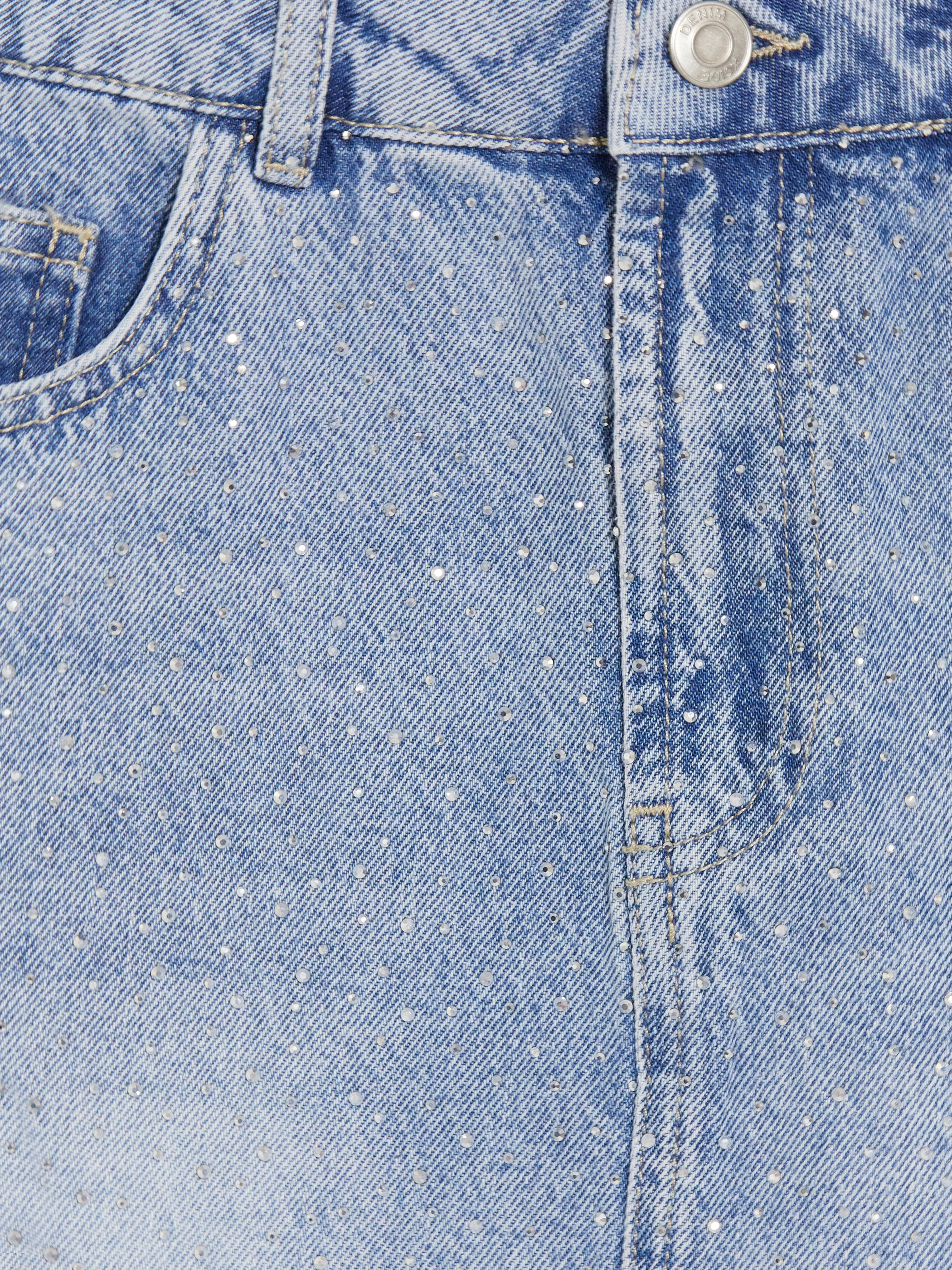 XSIDE Taşlı Mini Jean Etek görsel 7