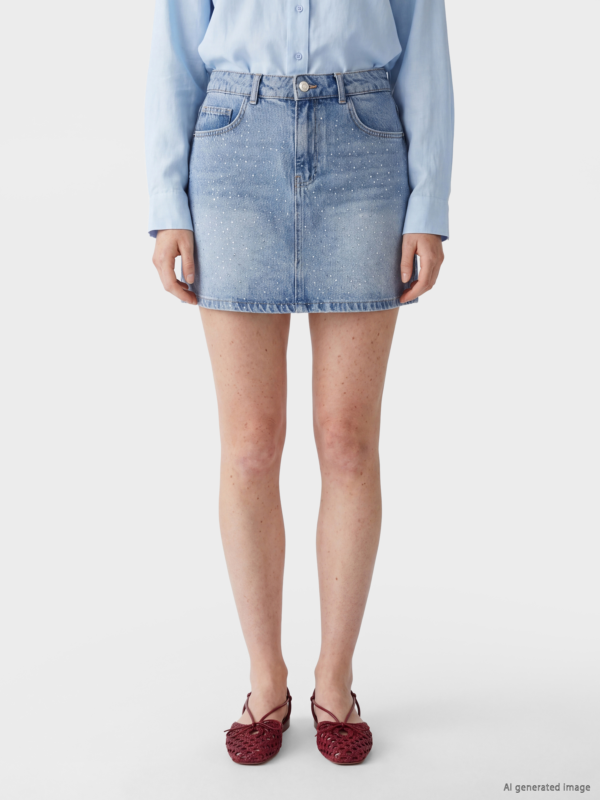 XSIDE Taşlı Mini Jean Etek görsel 2