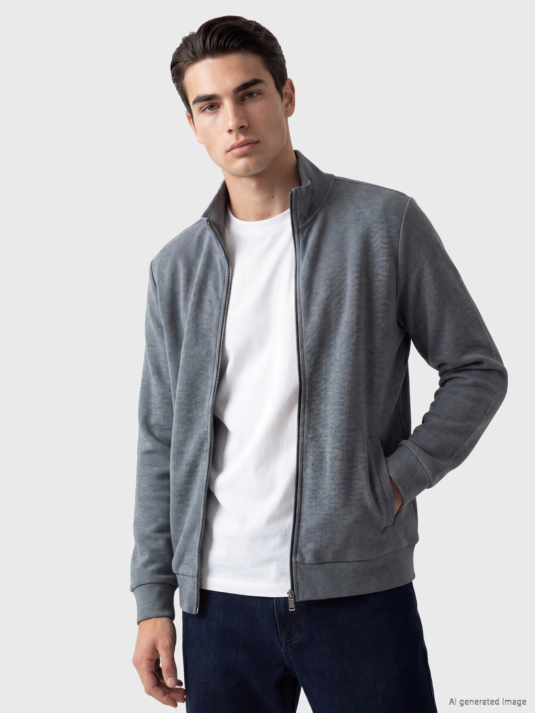 LCWAIKIKI Classic Dik Yaka Erkek Fermuarlı Sweatshirt