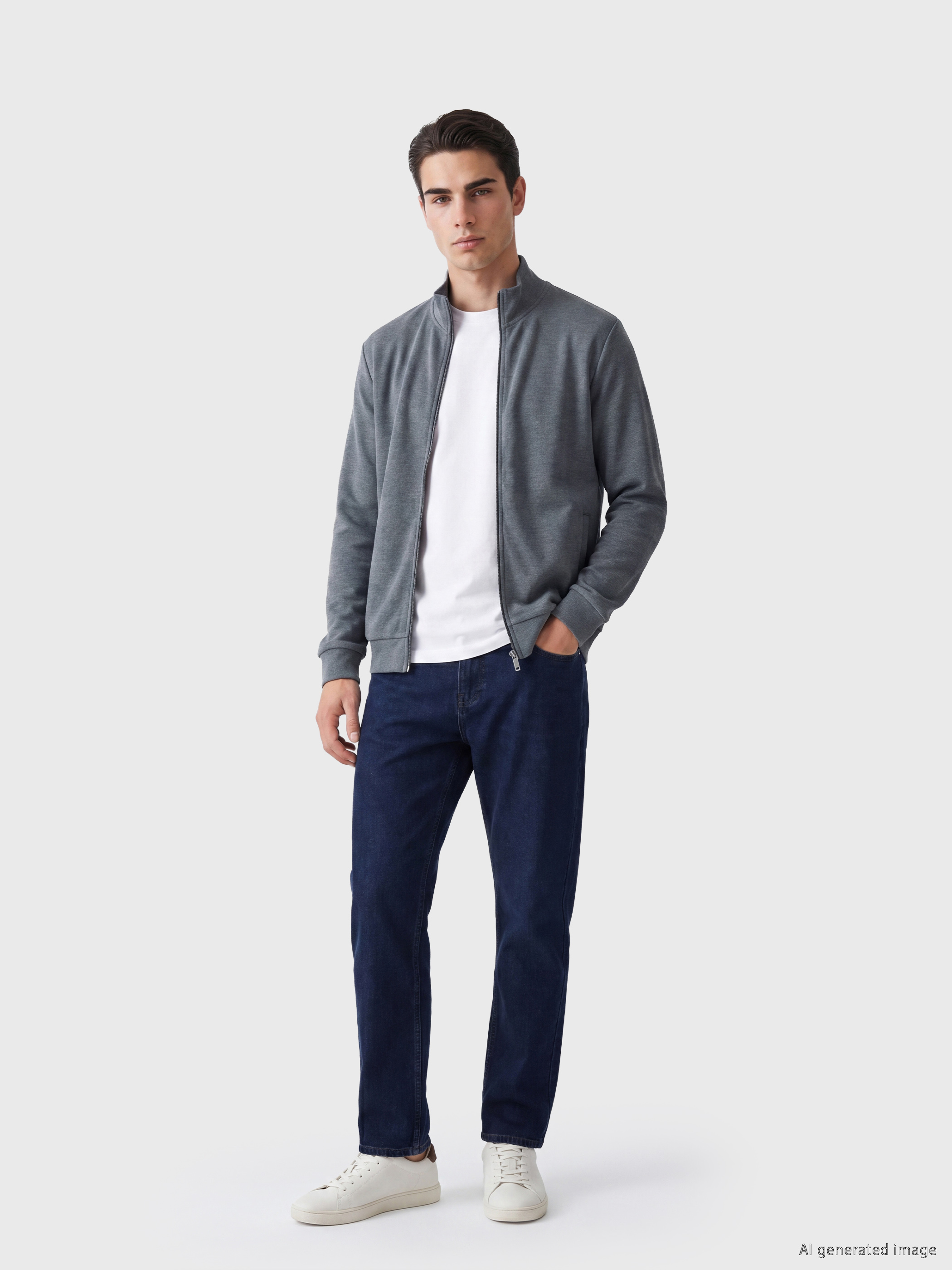 LCWAIKIKI Classic Dik Yaka Erkek Fermuarlı Sweatshirt görsel 2