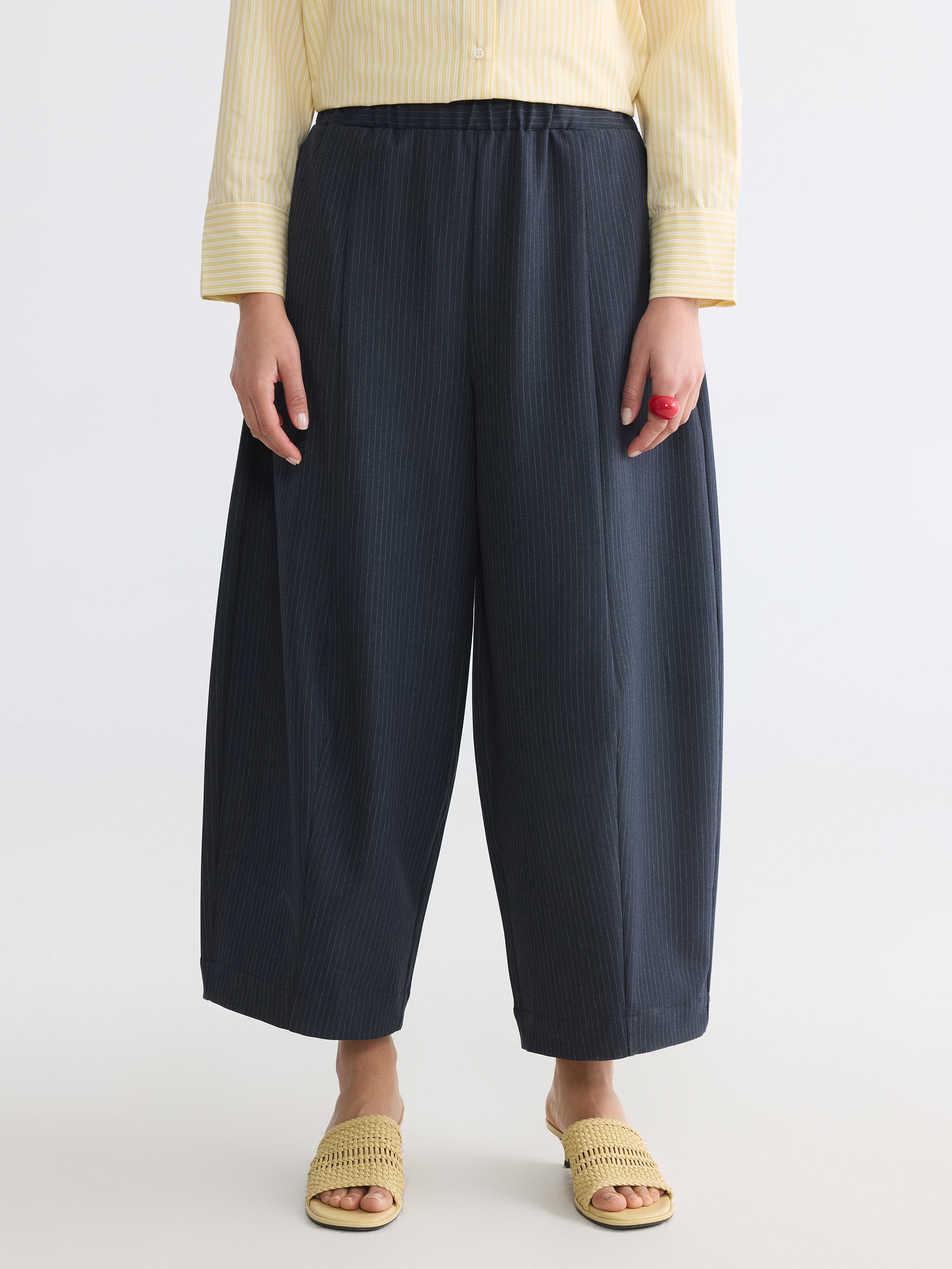 LCW Modest Beli Lastikli Çizgili Kadın Pantolon görsel 2
