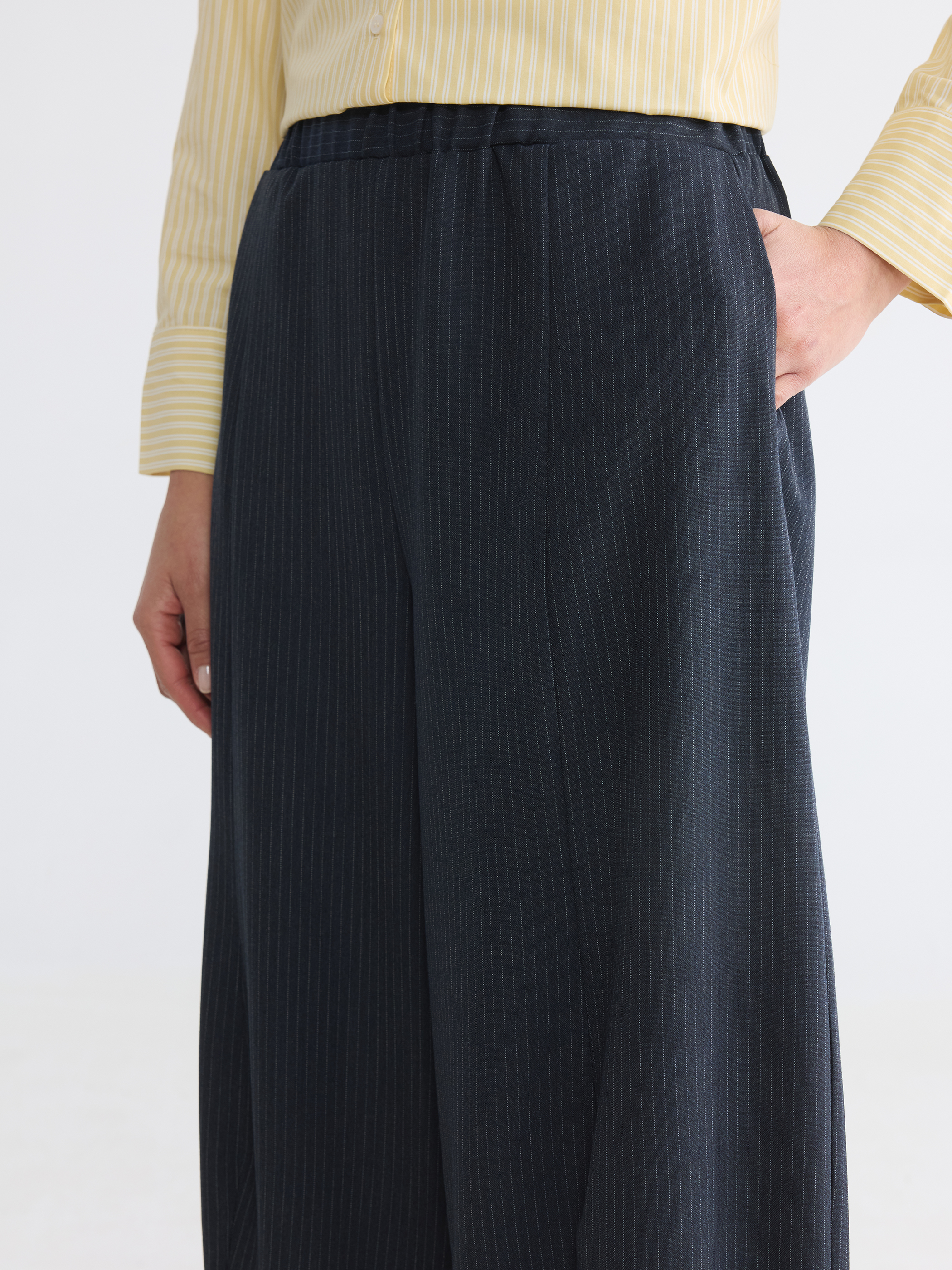 LCW Modest Beli Lastikli Çizgili Kadın Pantolon görsel 3