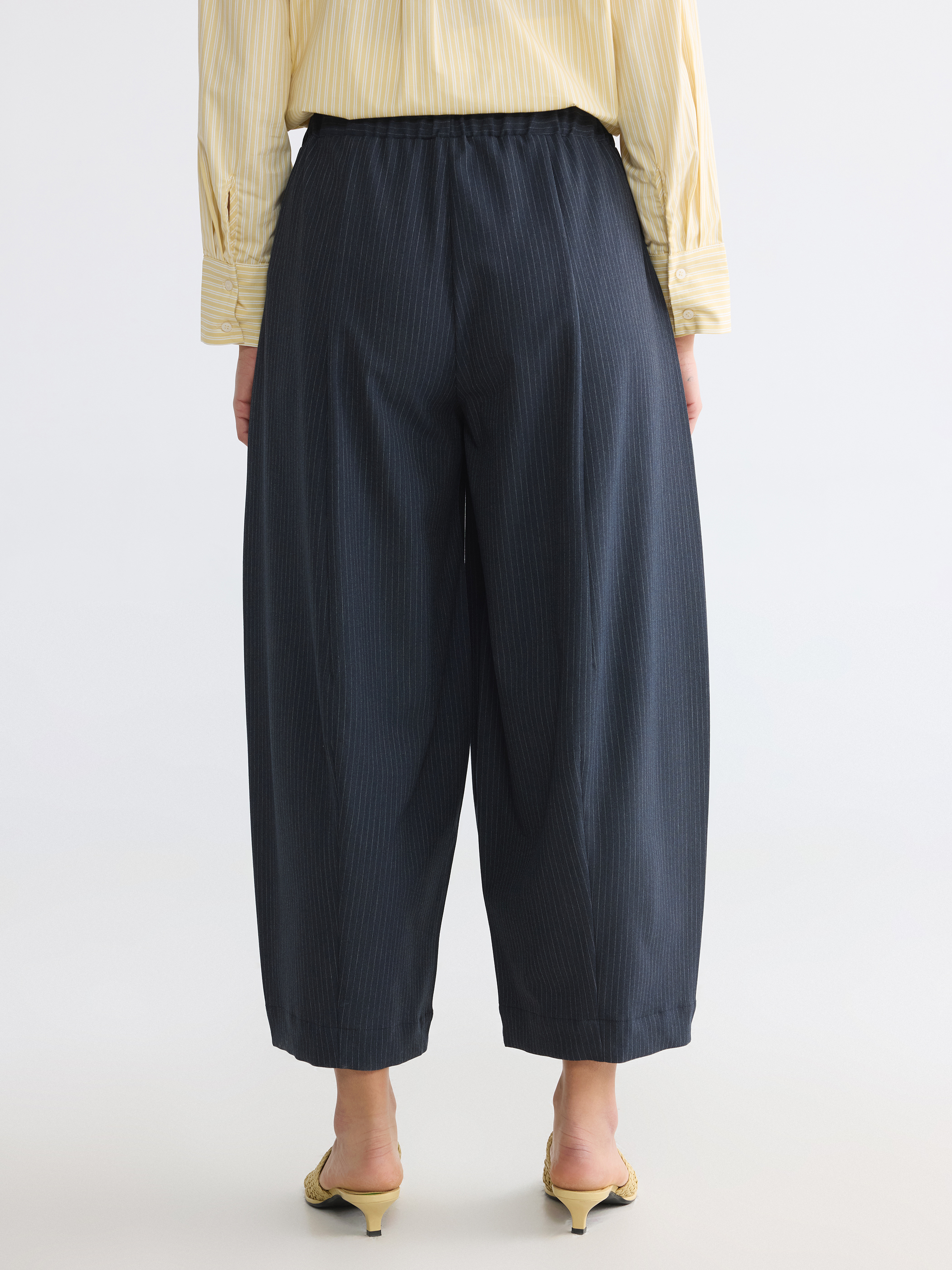 LCW Modest Beli Lastikli Çizgili Kadın Pantolon görsel 4