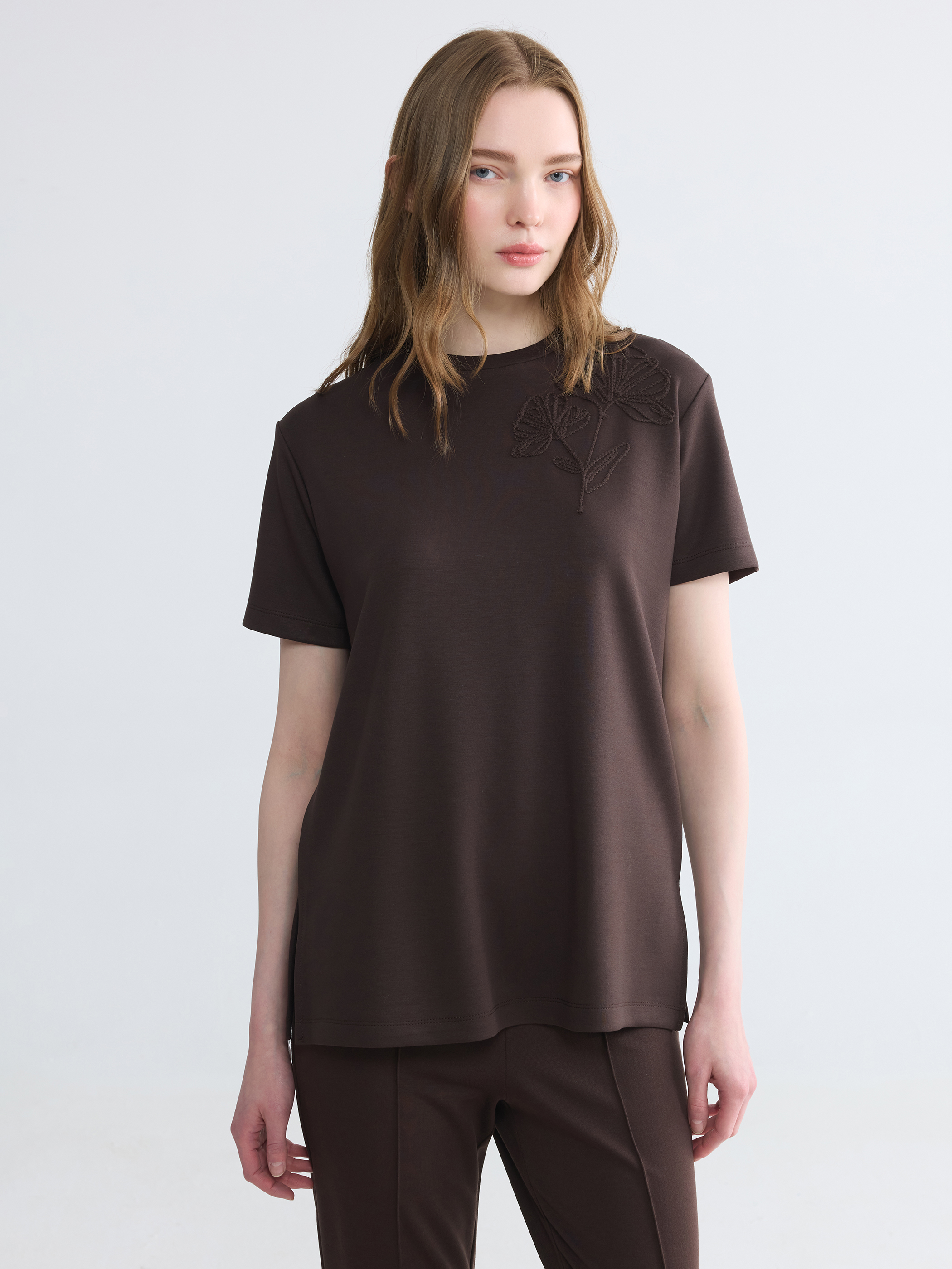 LCW Modest Soft Touch Nakışlı Bluz