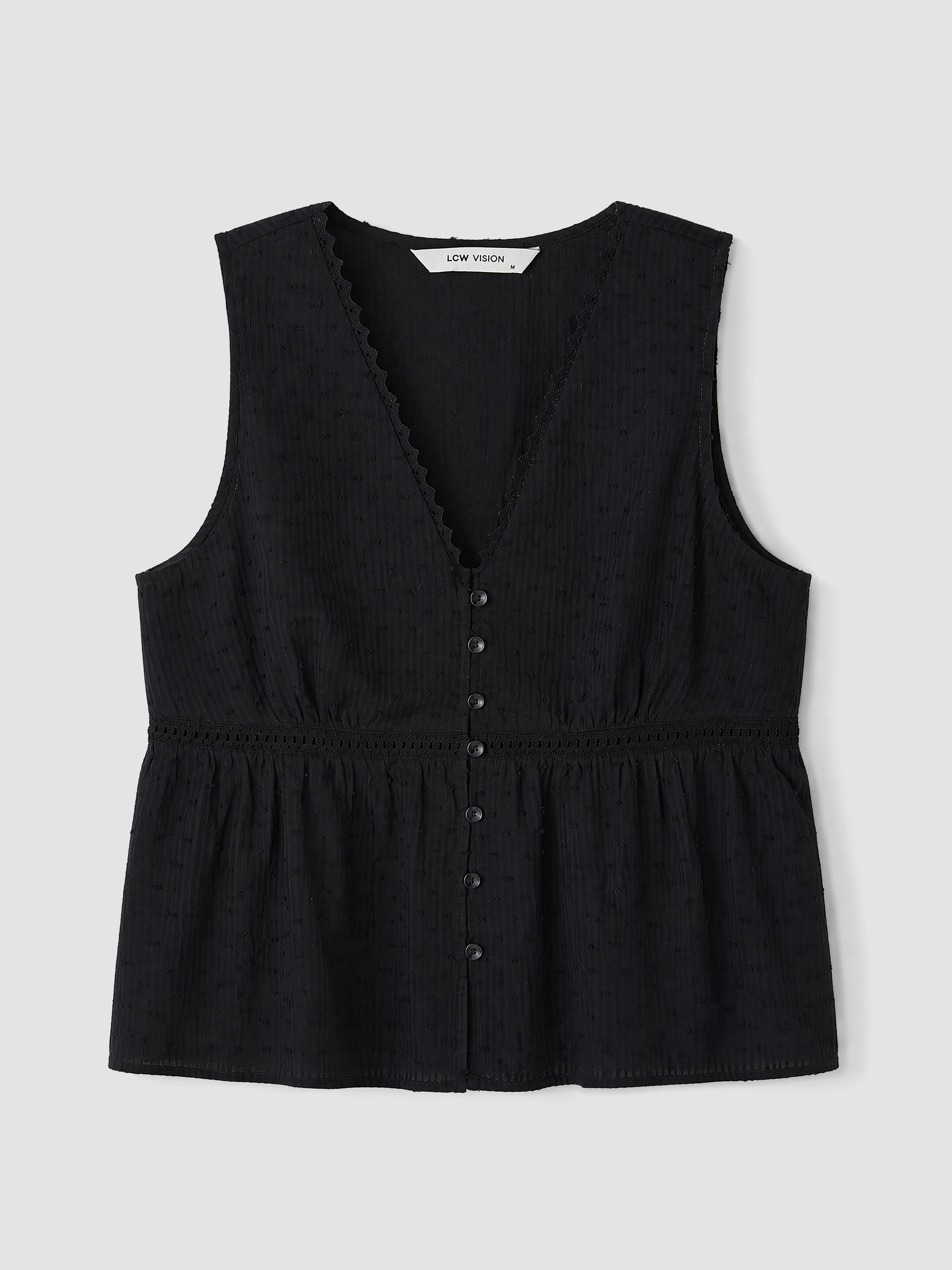 LCW Vision V Yaka Dantel Detaylı Peplum Bluz görsel 5