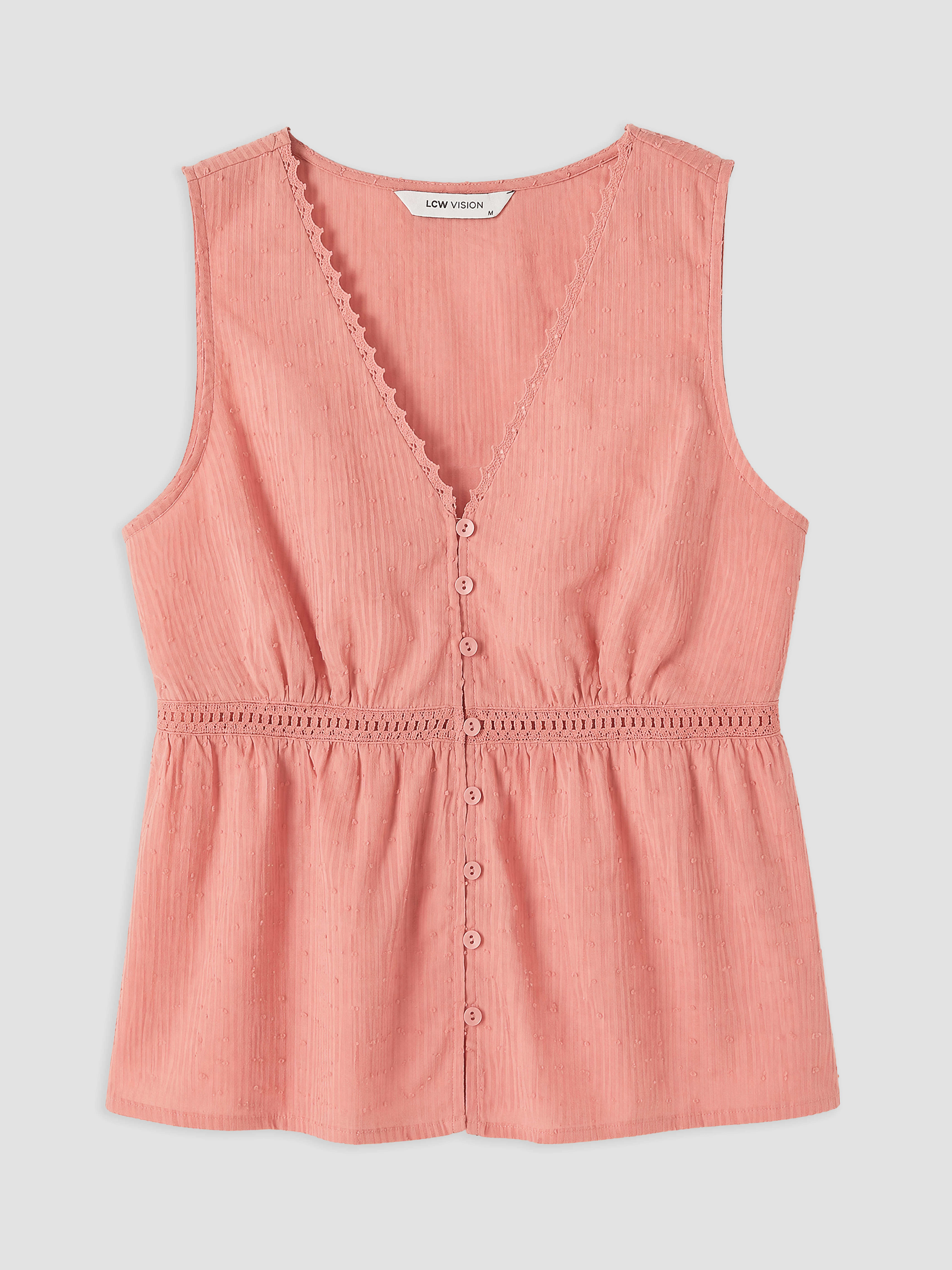 LCW Vision V Yaka Dantel Detaylı Peplum Bluz görsel 5