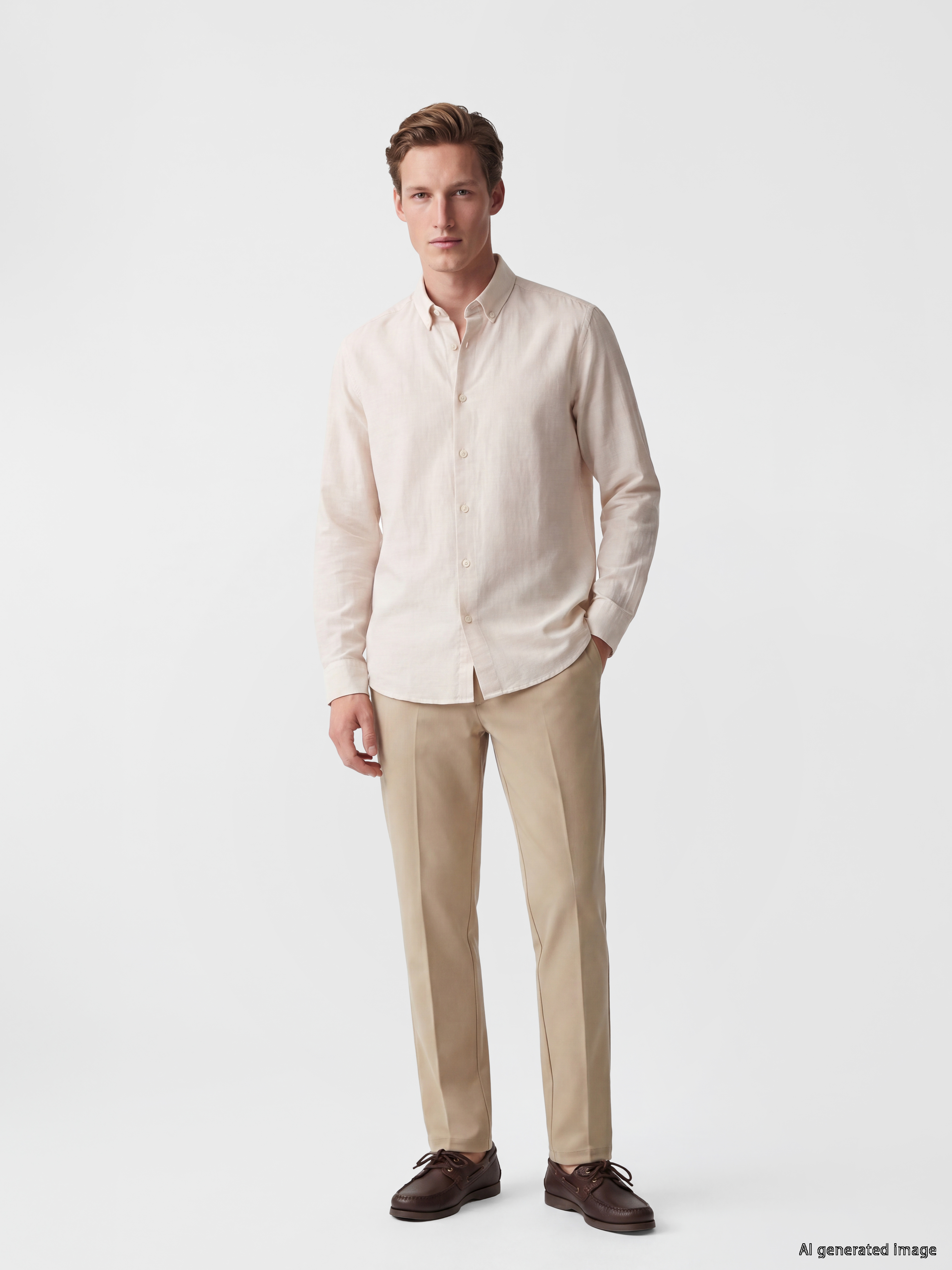 SOUTHBLUE Regular Fit Keten Karışımlı Erkek Gömlek görsel 2