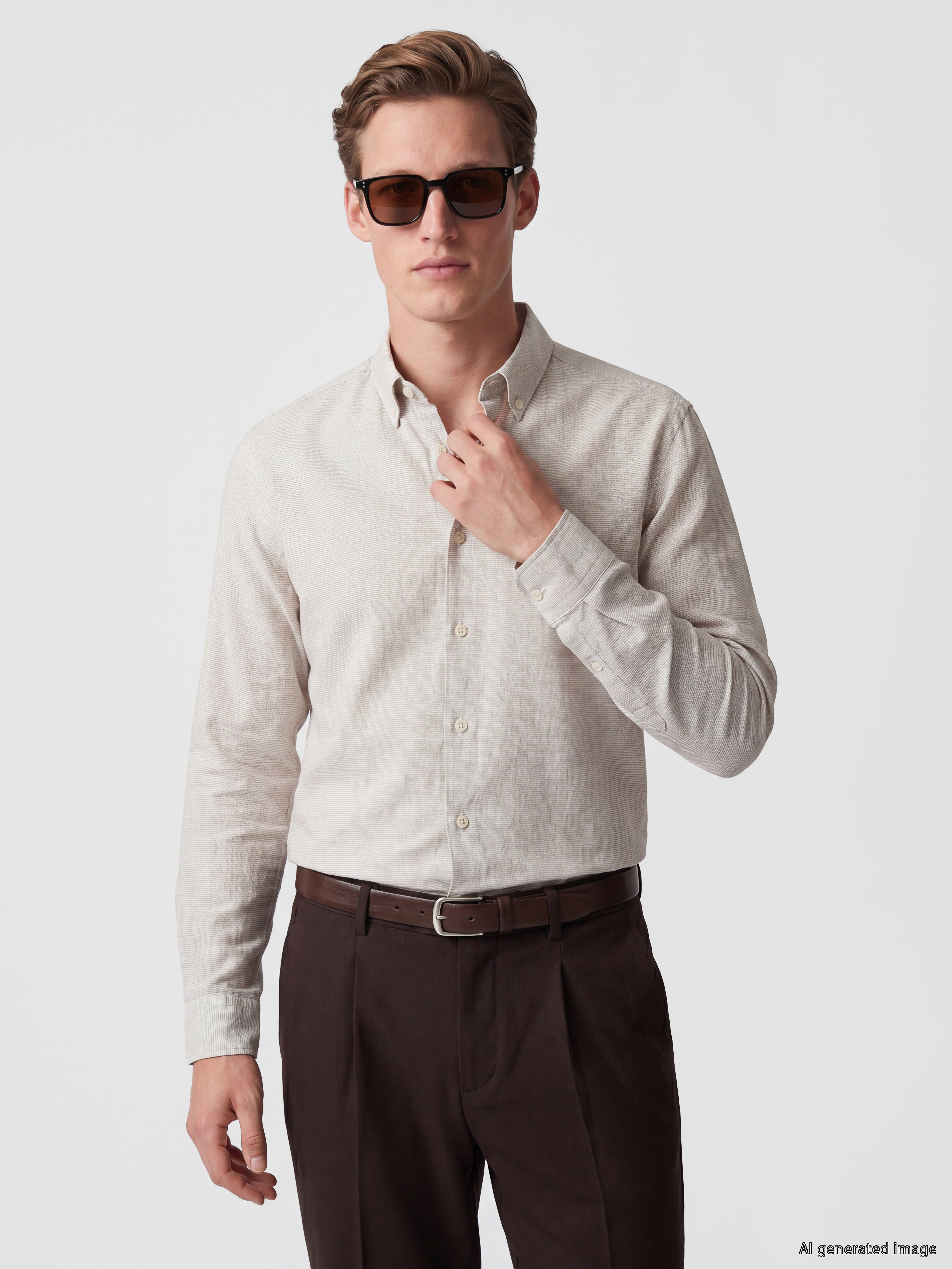 SOUTHBLUE Regular Fit Keten Karışımlı Erkek Gömlek