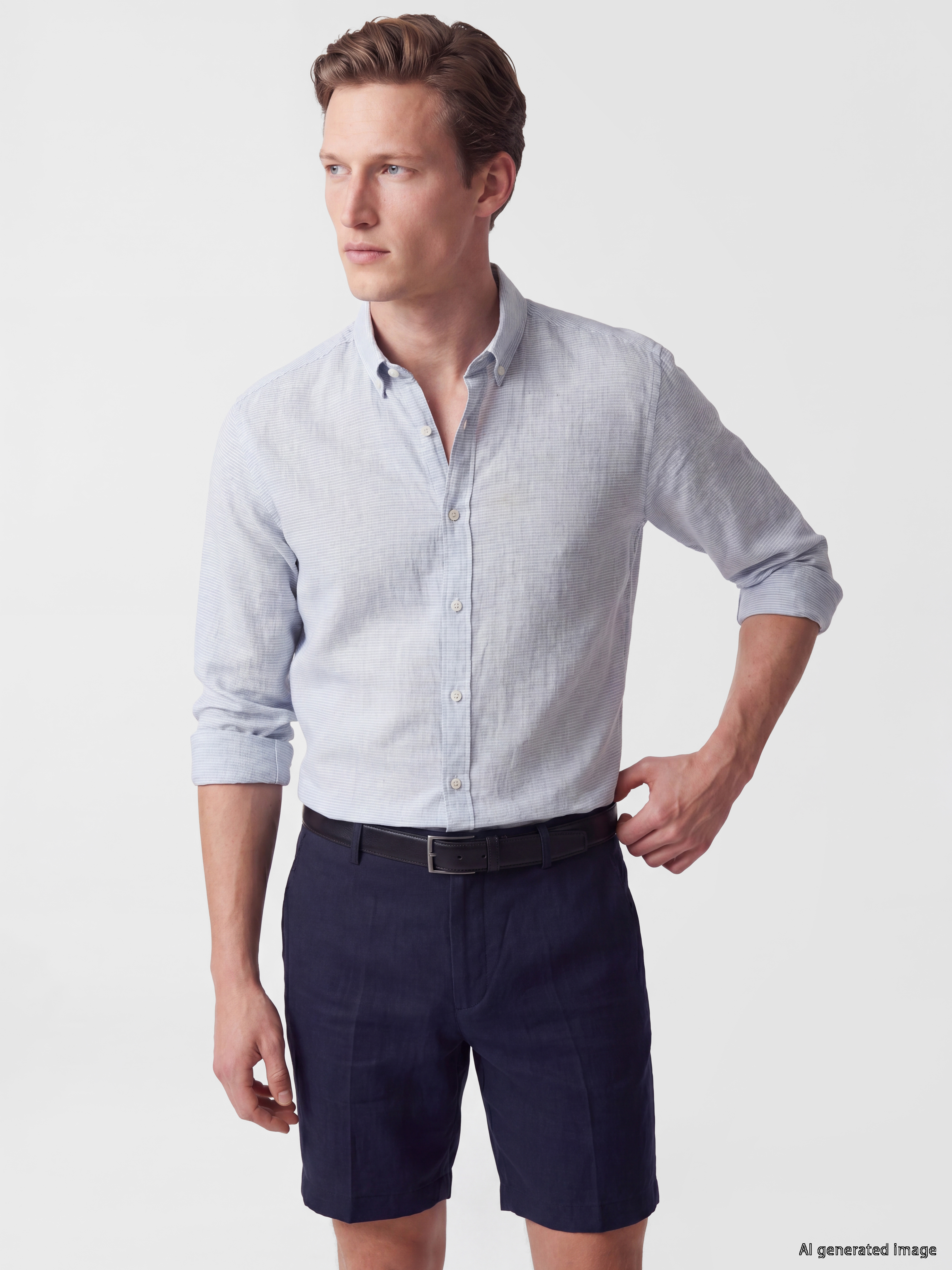 SOUTHBLUE Regular Fit Keten Karışımlı Erkek Gömlek