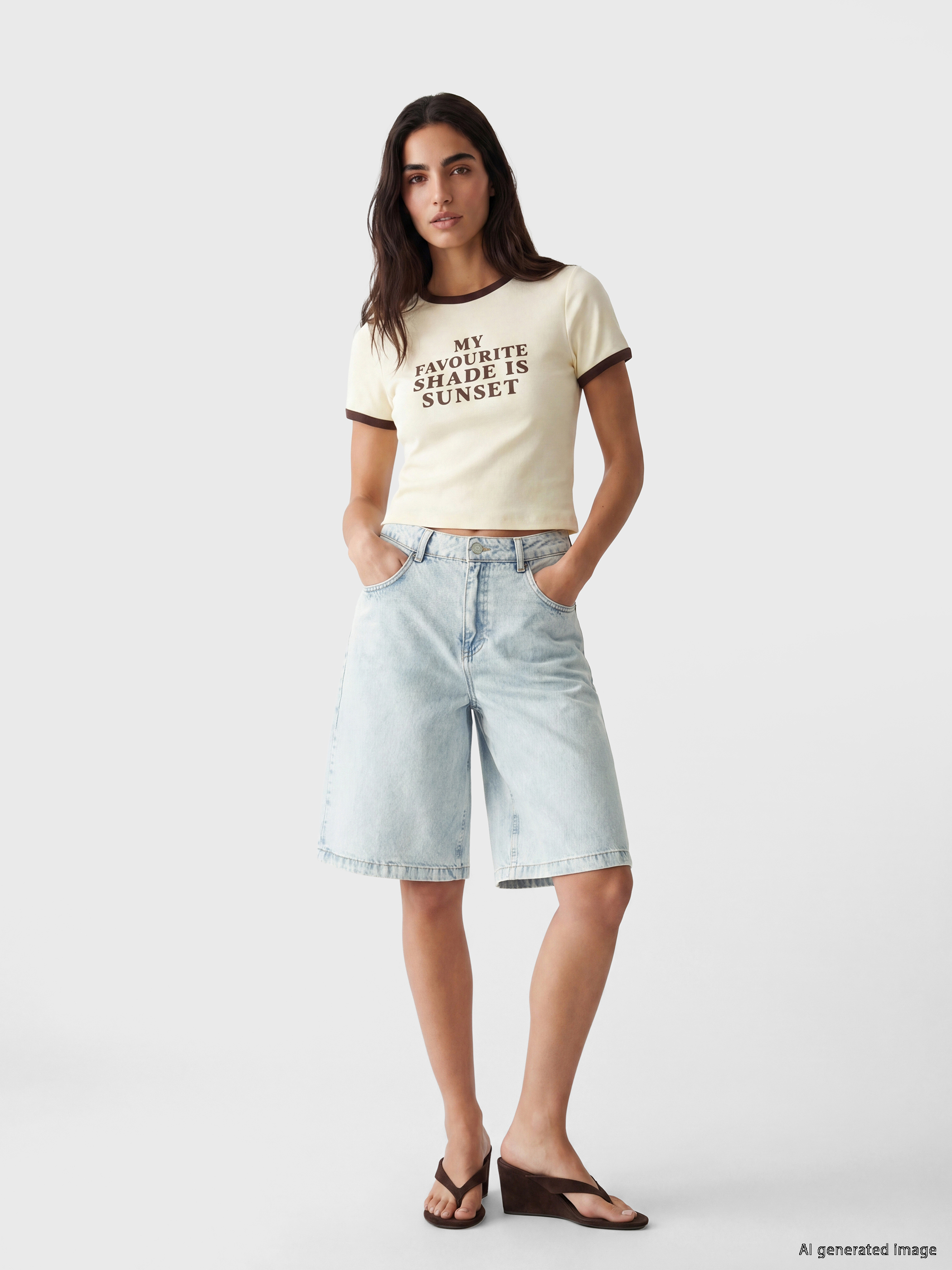 LCW Jeans Yüksek Bel Bermuda Fit Kadın Jean Şortolon