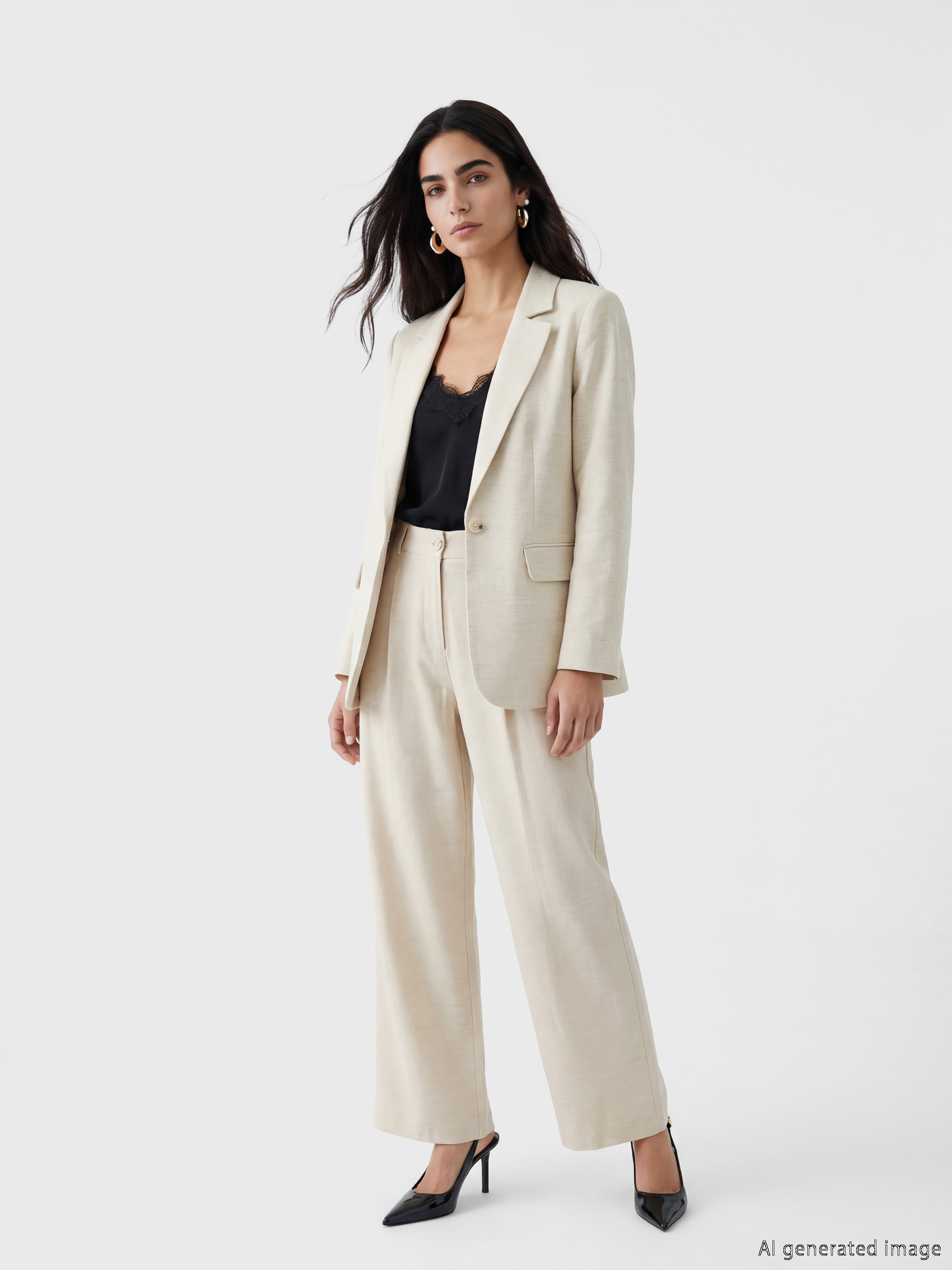 LCW Vision Keten Karışımlı Kadın Blazer Ceket görsel 2