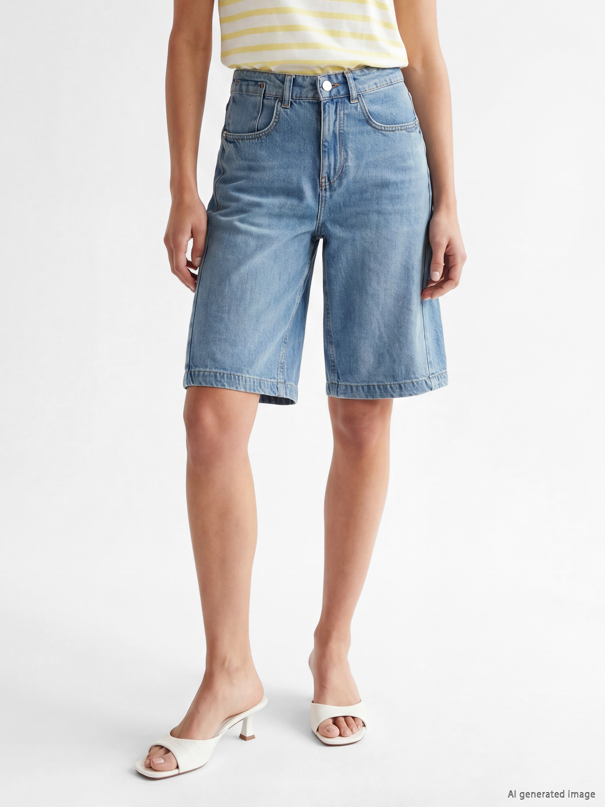 LCW Jeans Bermuda Fit Kadın Jean Şortolon görsel 2