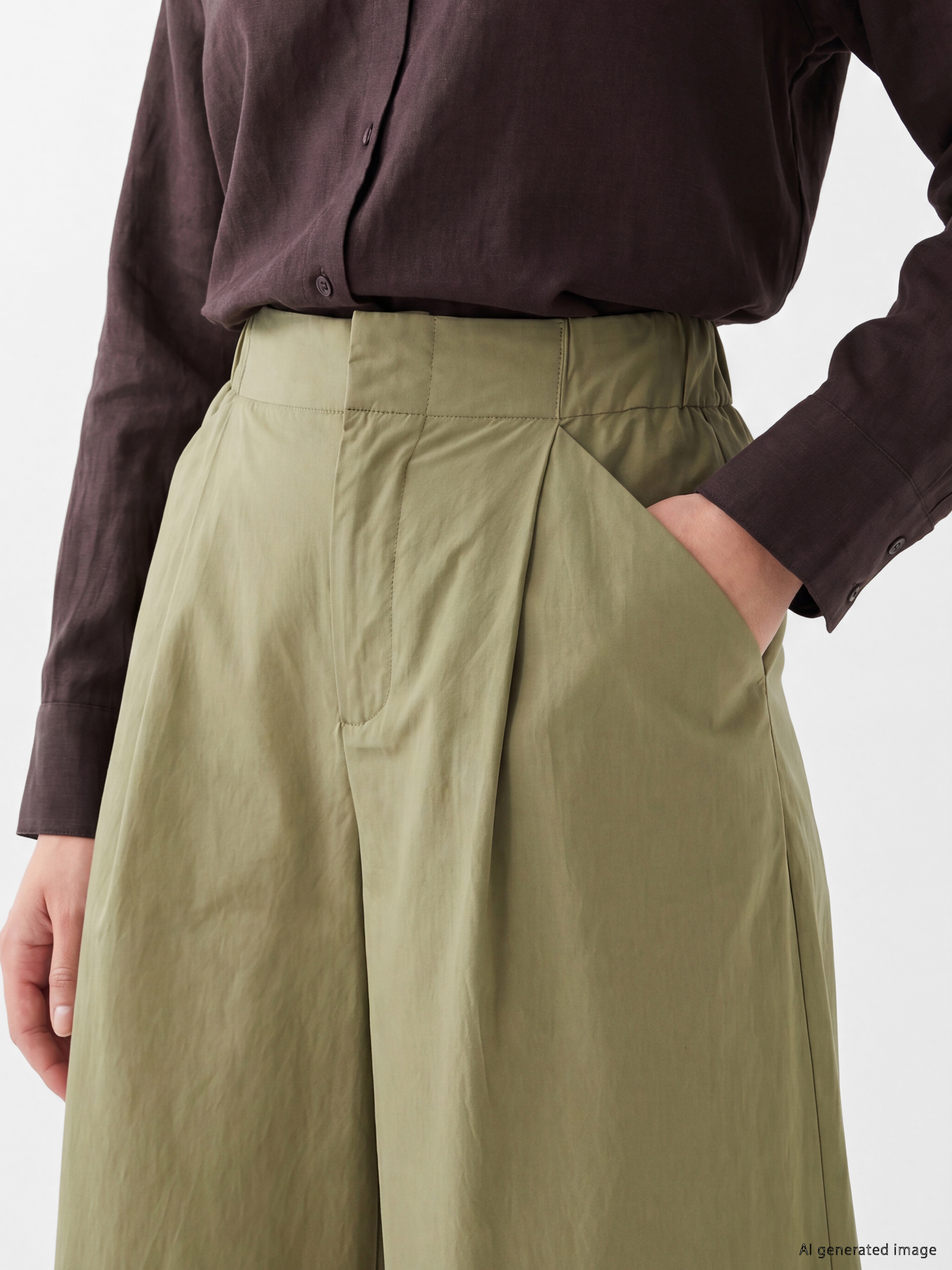 LCW Modest Beli Lastikli Kadın Pileli Pantolon görsel 3