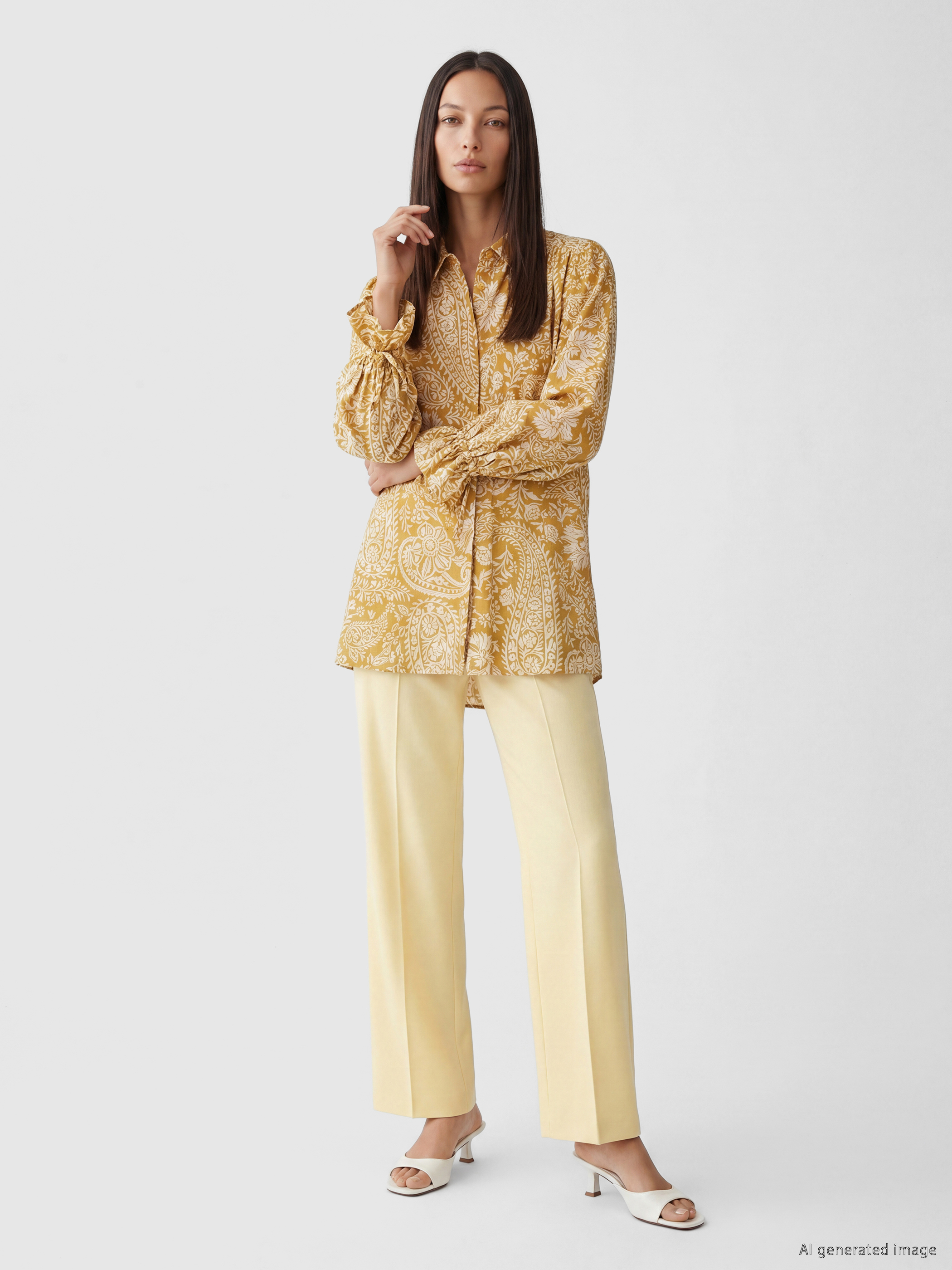 LCW EVERYDAY Desenli Oversize Kadın Gömlek Tunik görsel 2