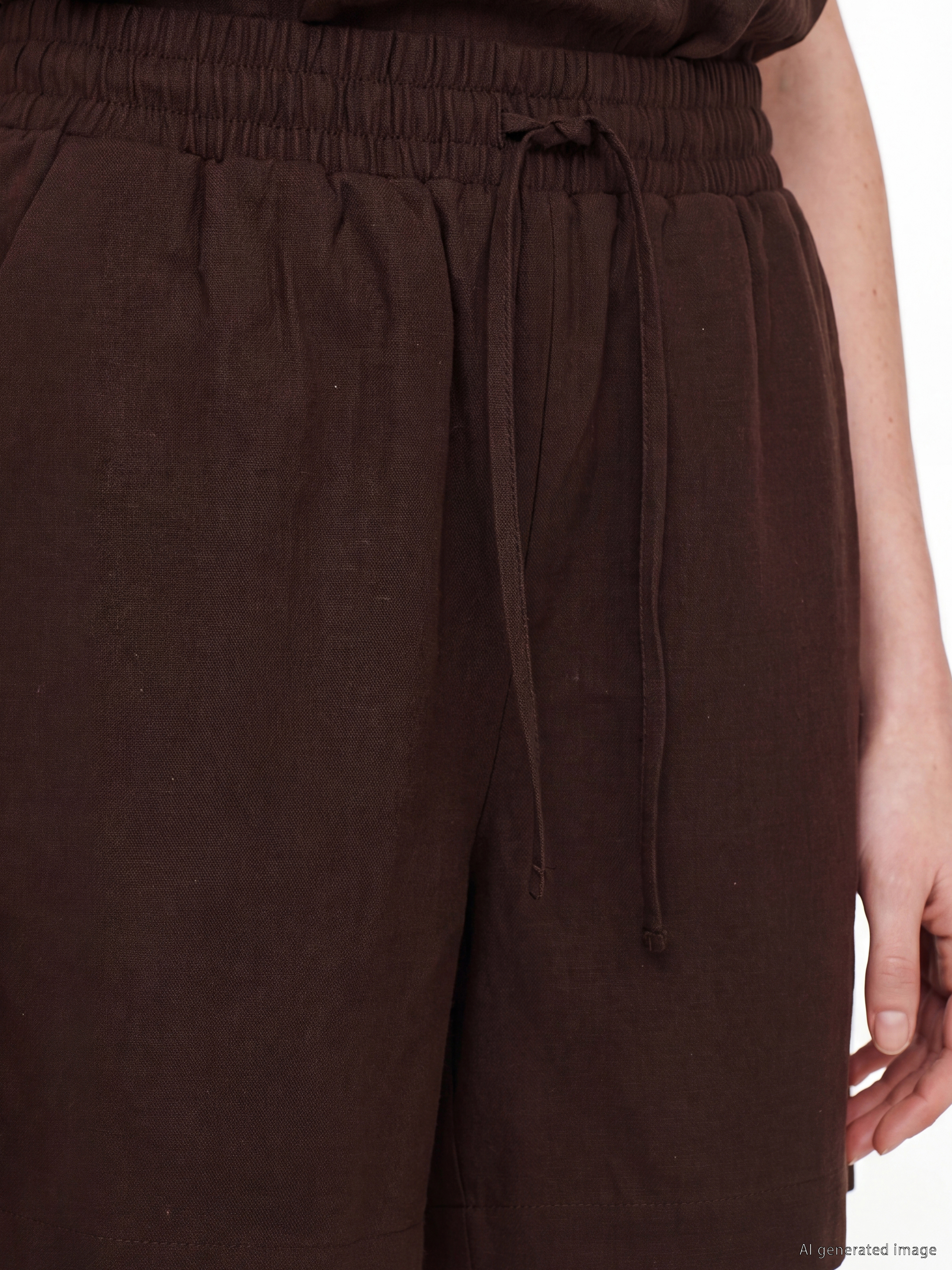 LCW Comfort Beli Lastikli Keten Karışımlı Kadın Şort görsel 3