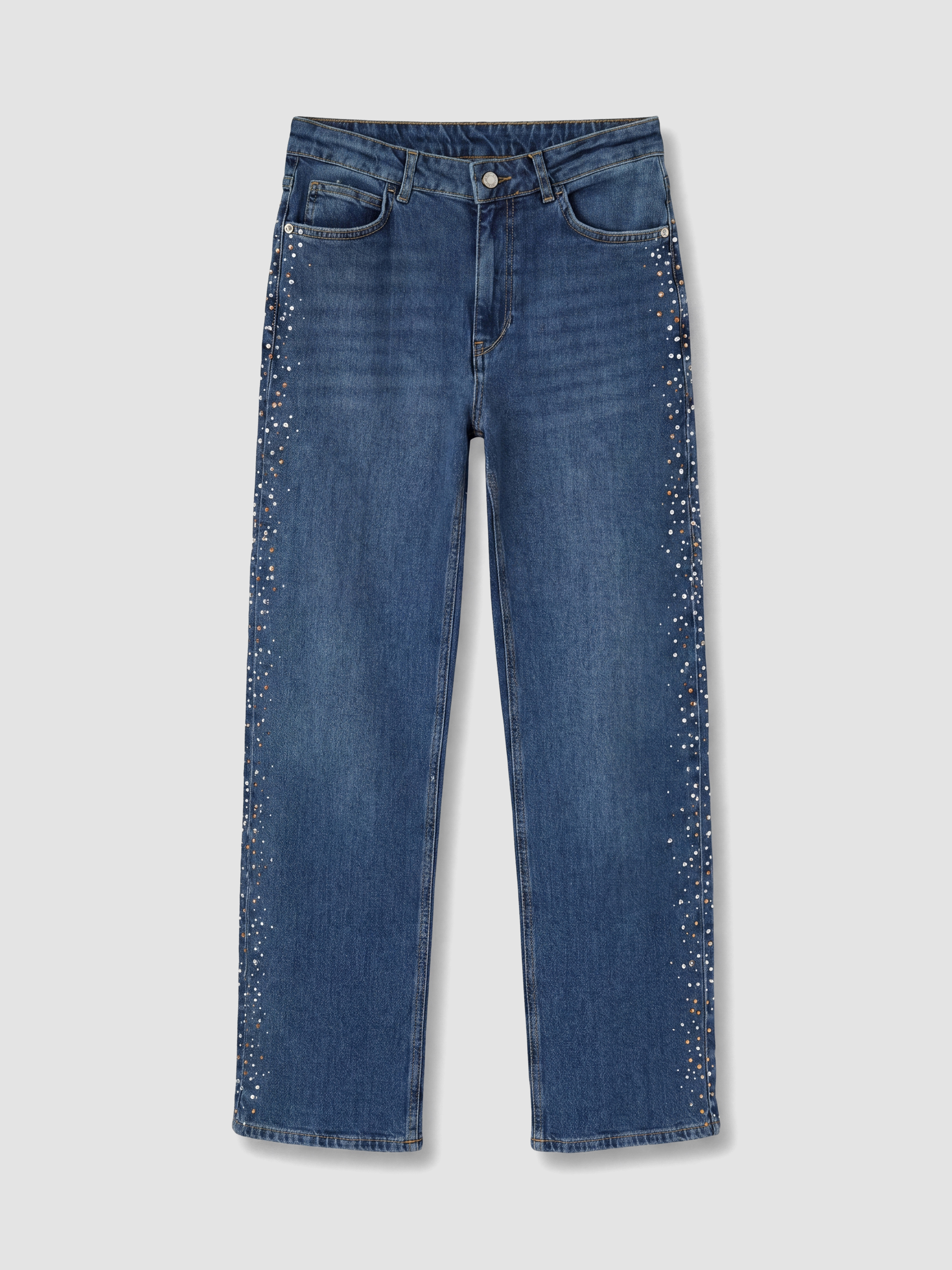 LCW Jeans Straight Fit Taşlı Kadın Jean Pantolon görsel 5