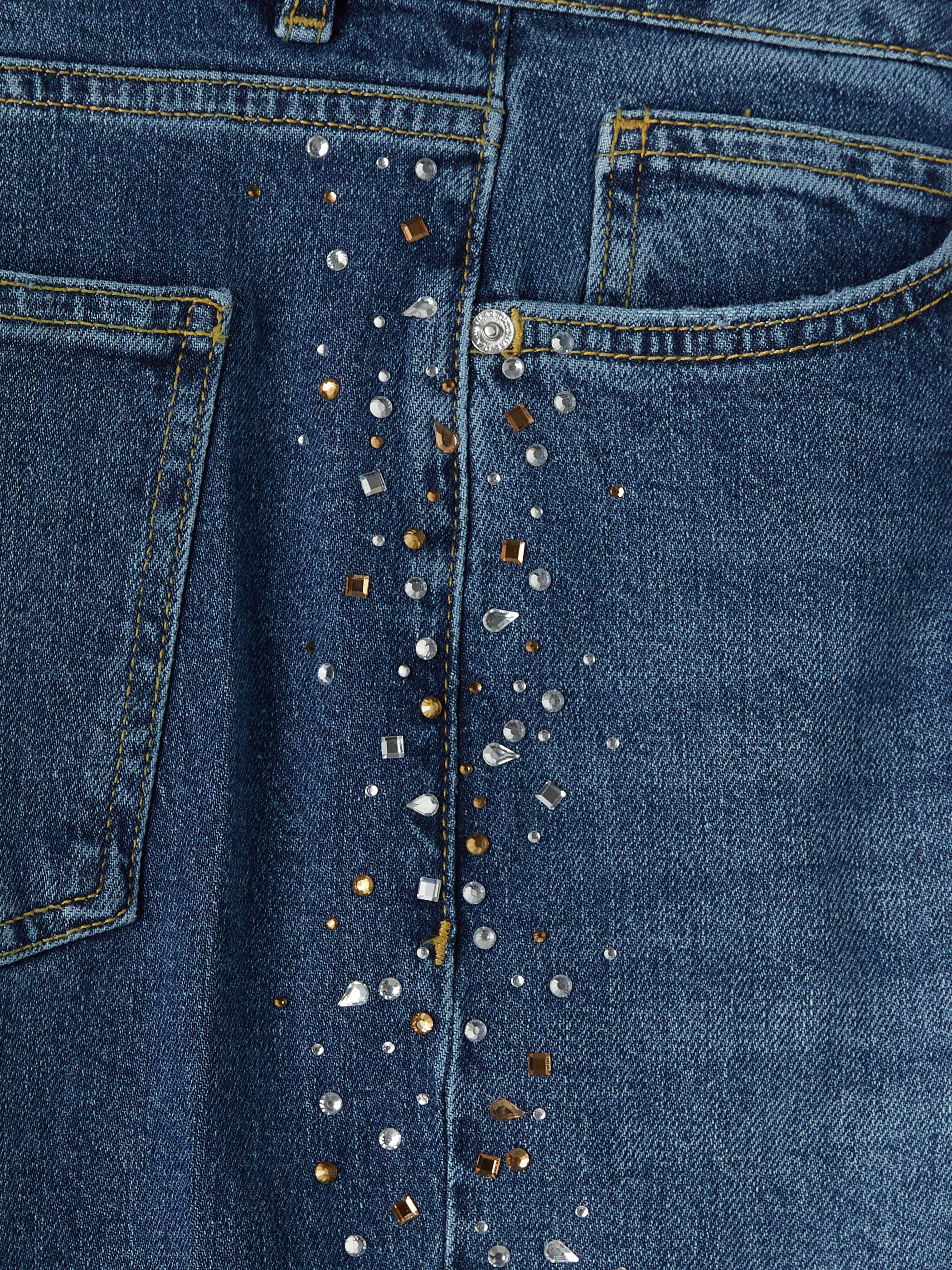 LCW Jeans Straight Fit Taşlı Kadın Jean Pantolon görsel 6