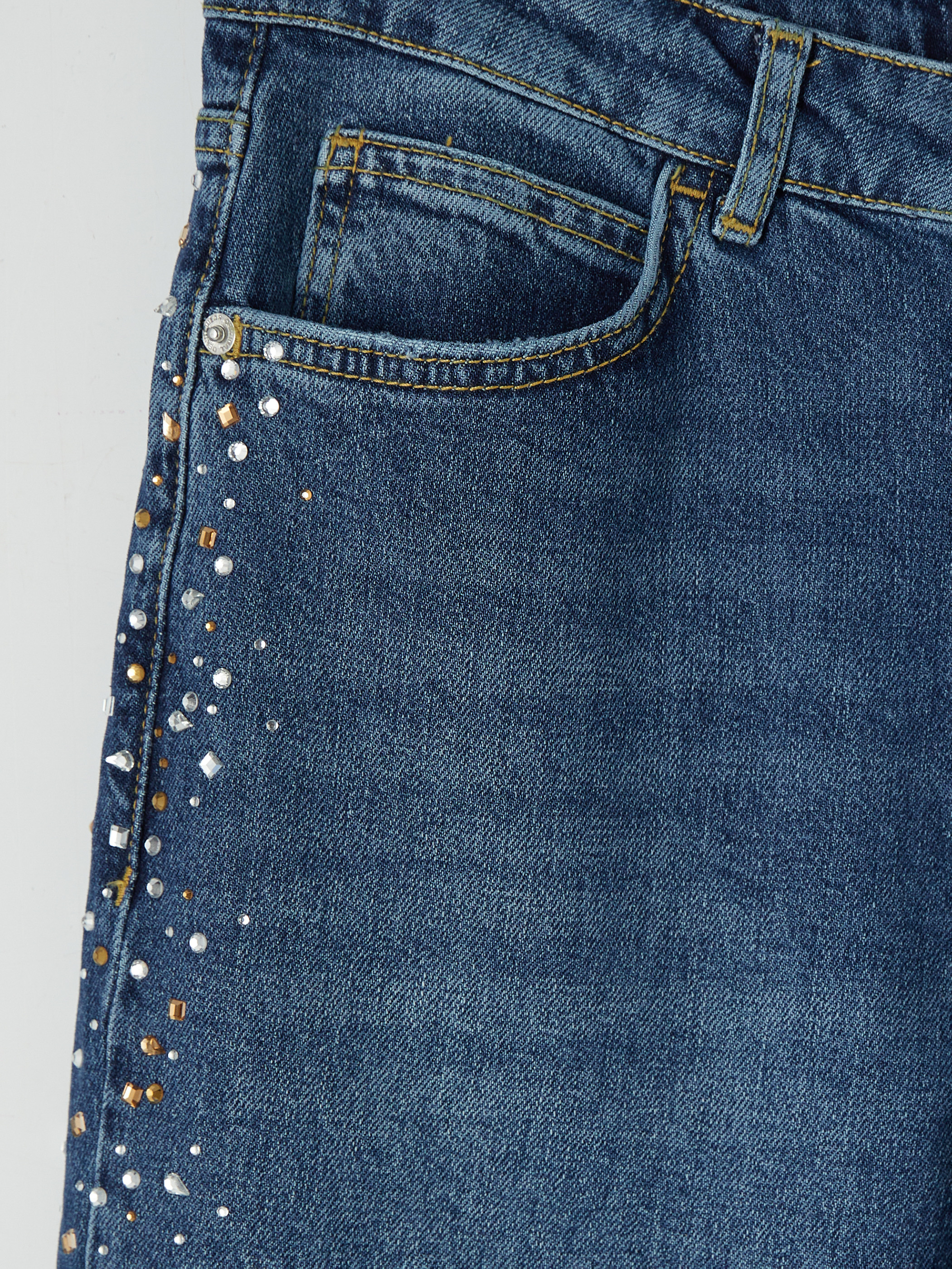 LCW Jeans Straight Fit Taşlı Kadın Jean Pantolon görsel 7
