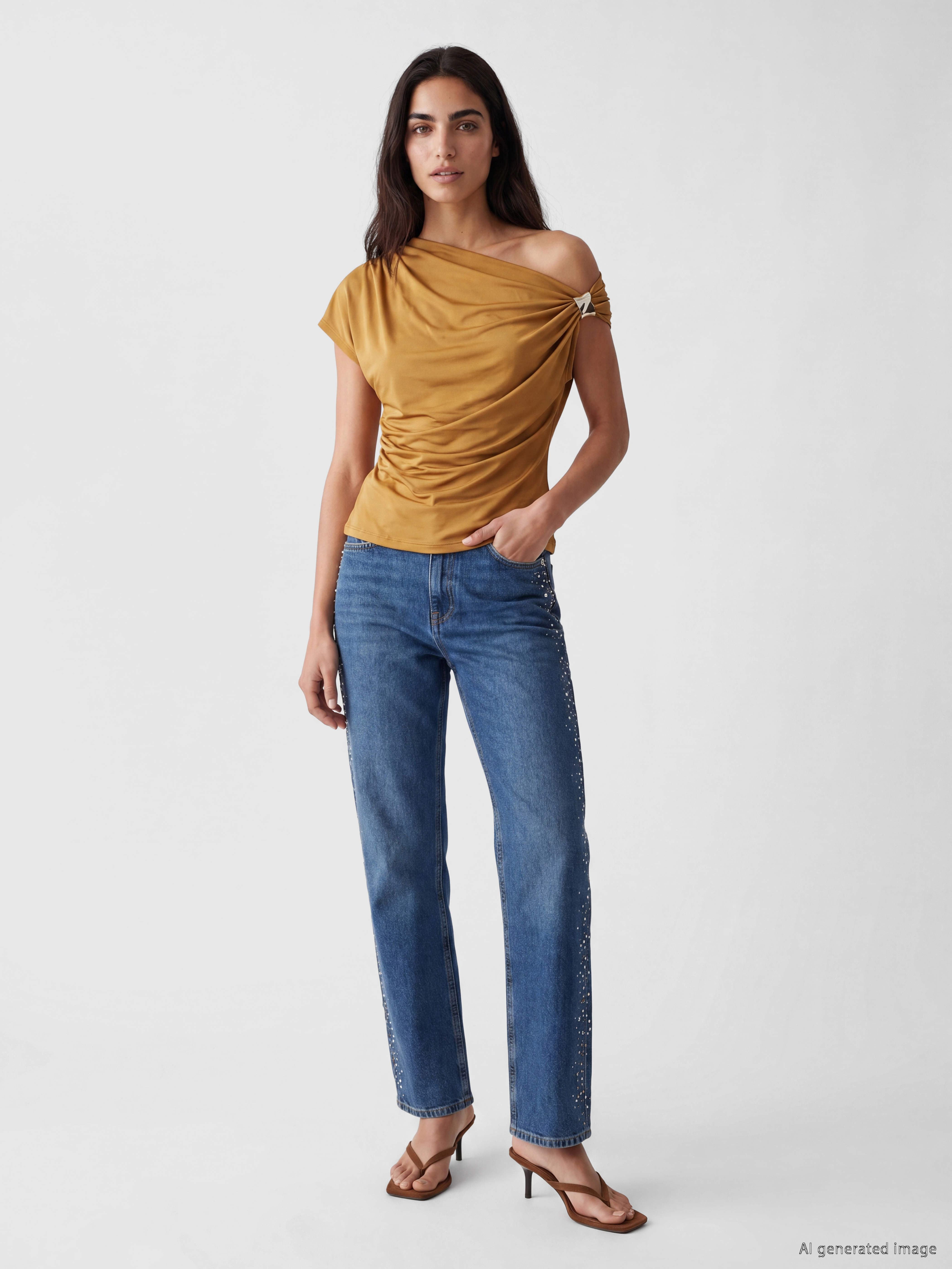 LCW Jeans Straight Fit Taşlı Kadın Jean Pantolon