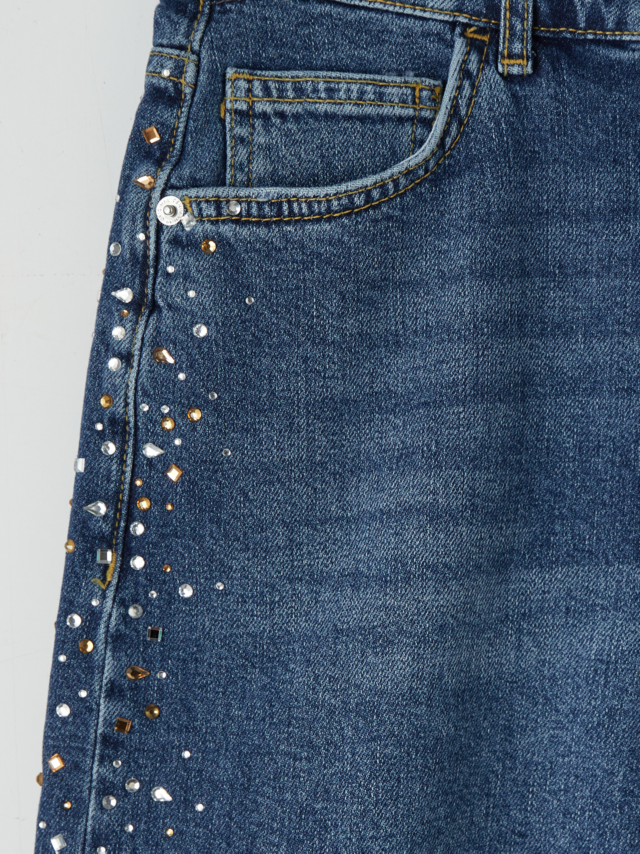 LCW Jeans Yüksek Bel Taşlı Kadın Jean Şort görsel 7