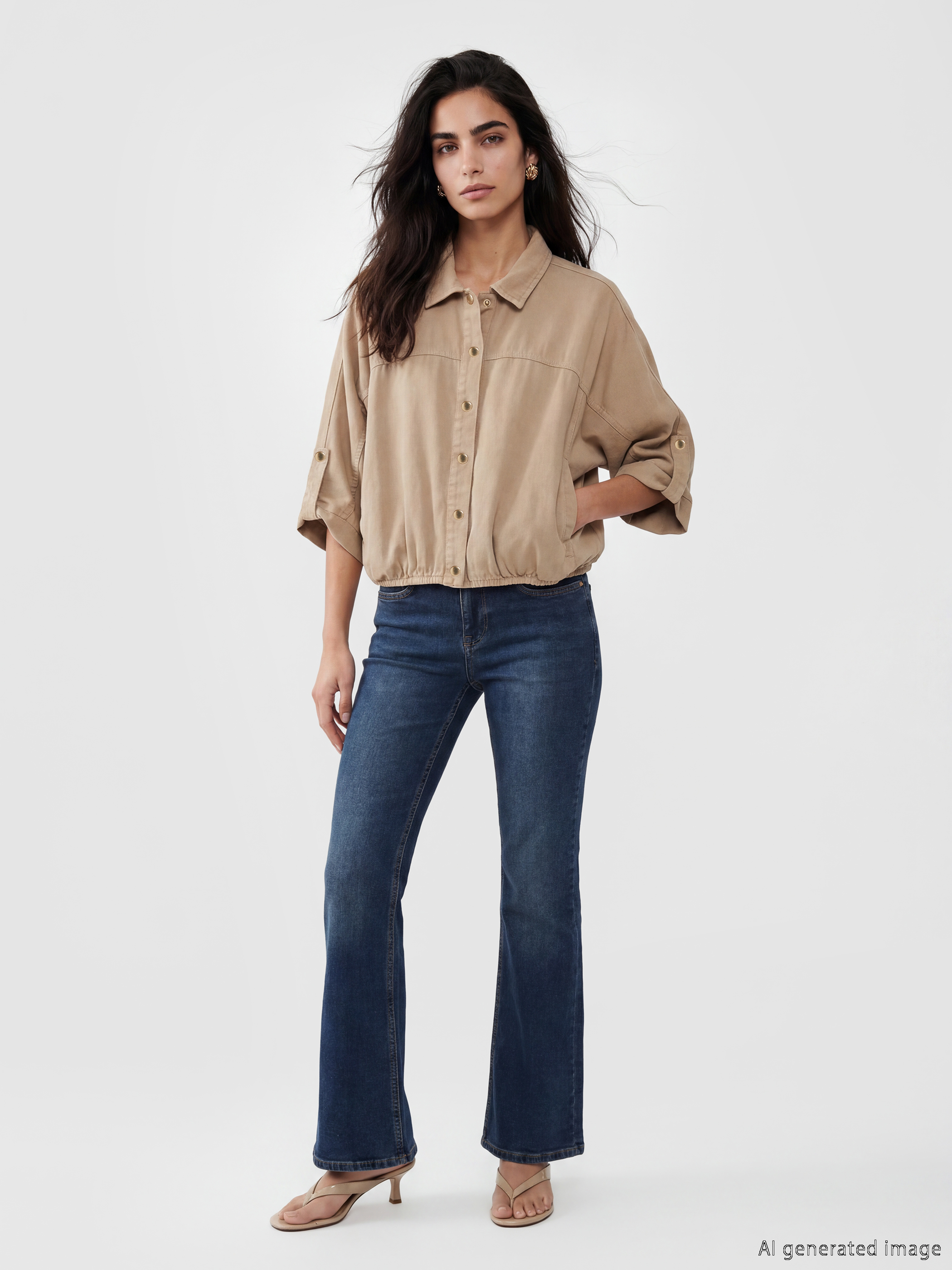 LCW Vision Oversize Kadın Jean Gömlek görsel 2