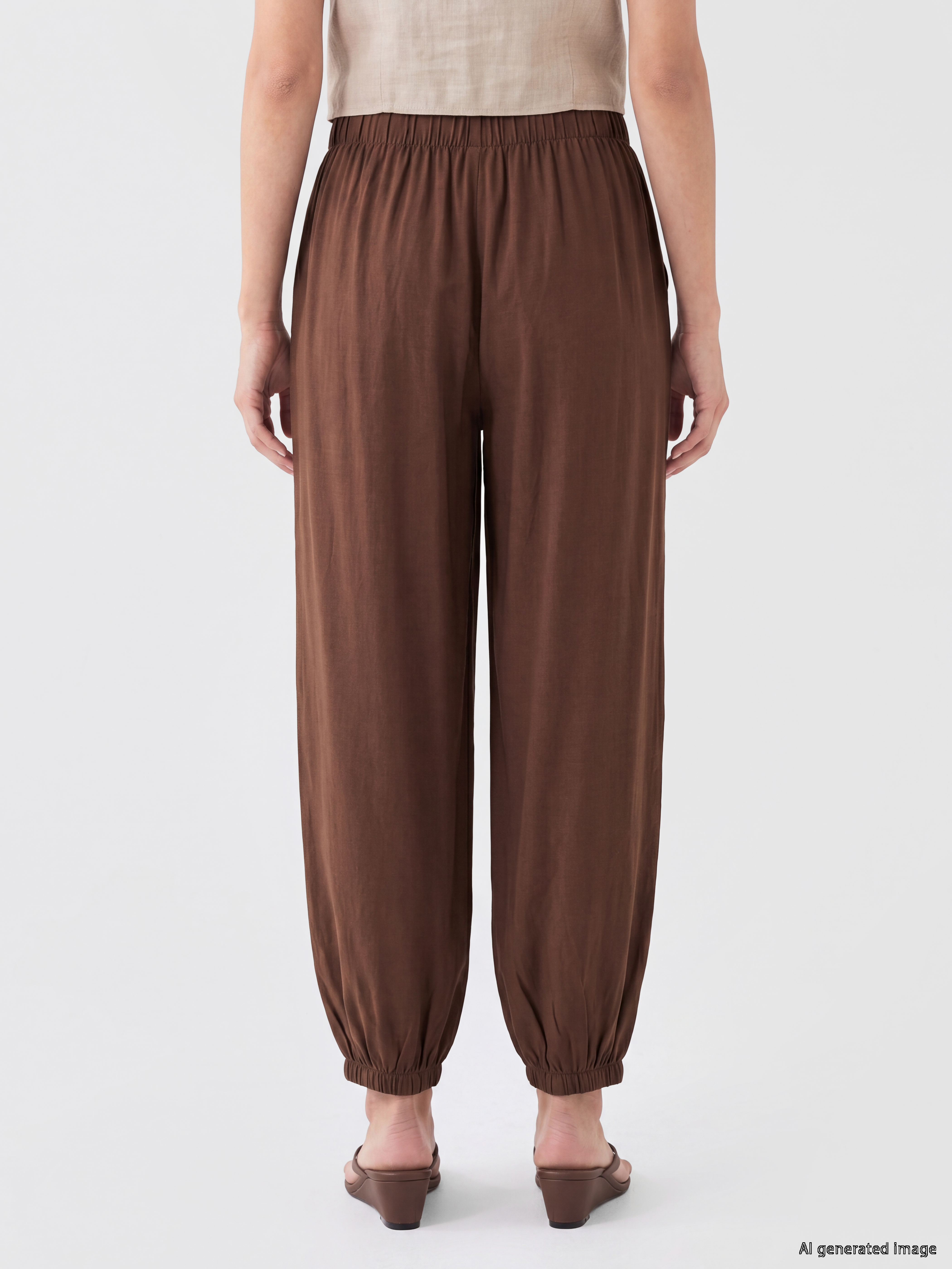 LCWAIKIKI Classic Beli Lastikli Kadın Jogger Pantolon görsel 4