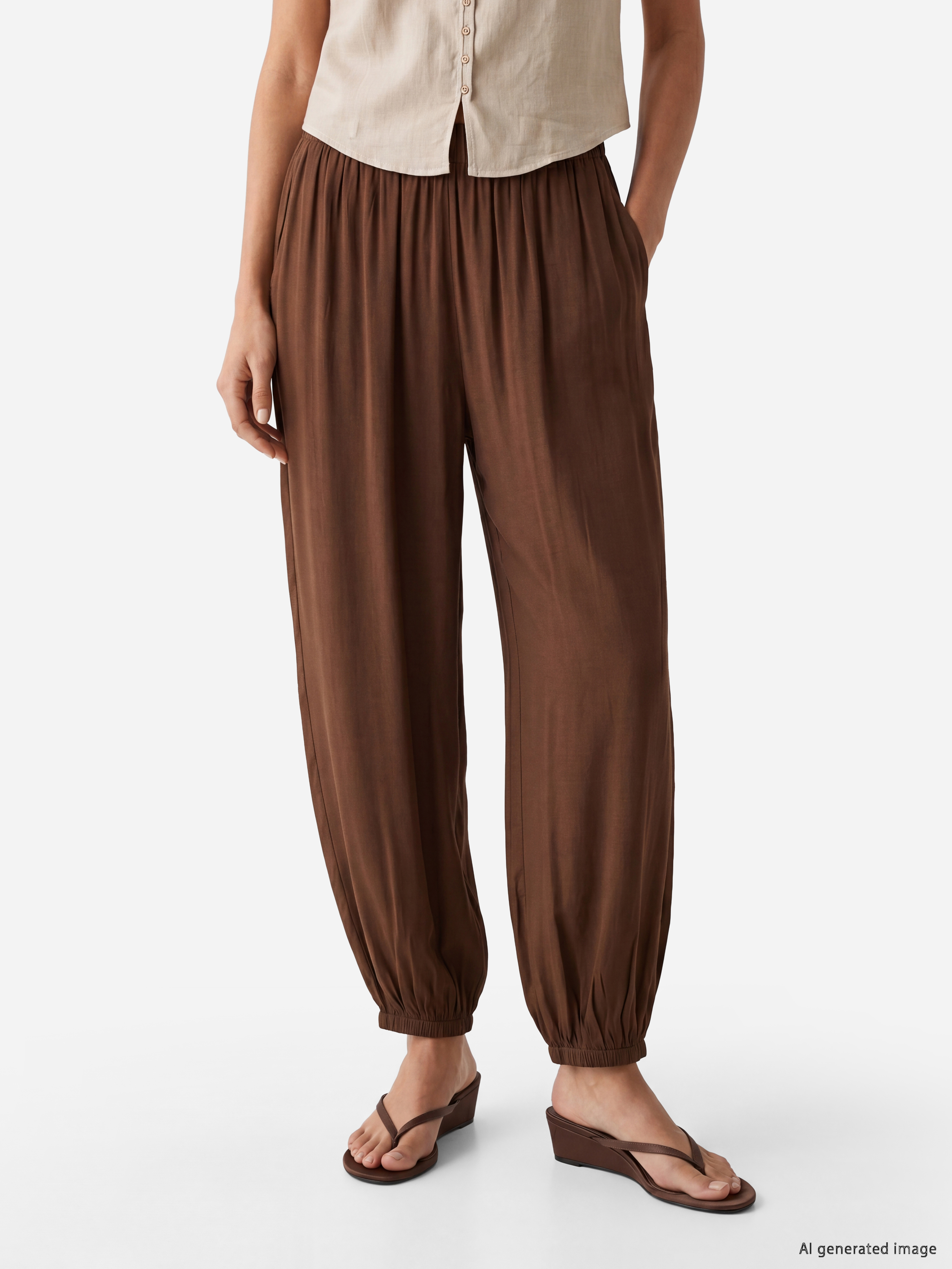 LCWAIKIKI Classic Beli Lastikli Kadın Jogger Pantolon görsel 2