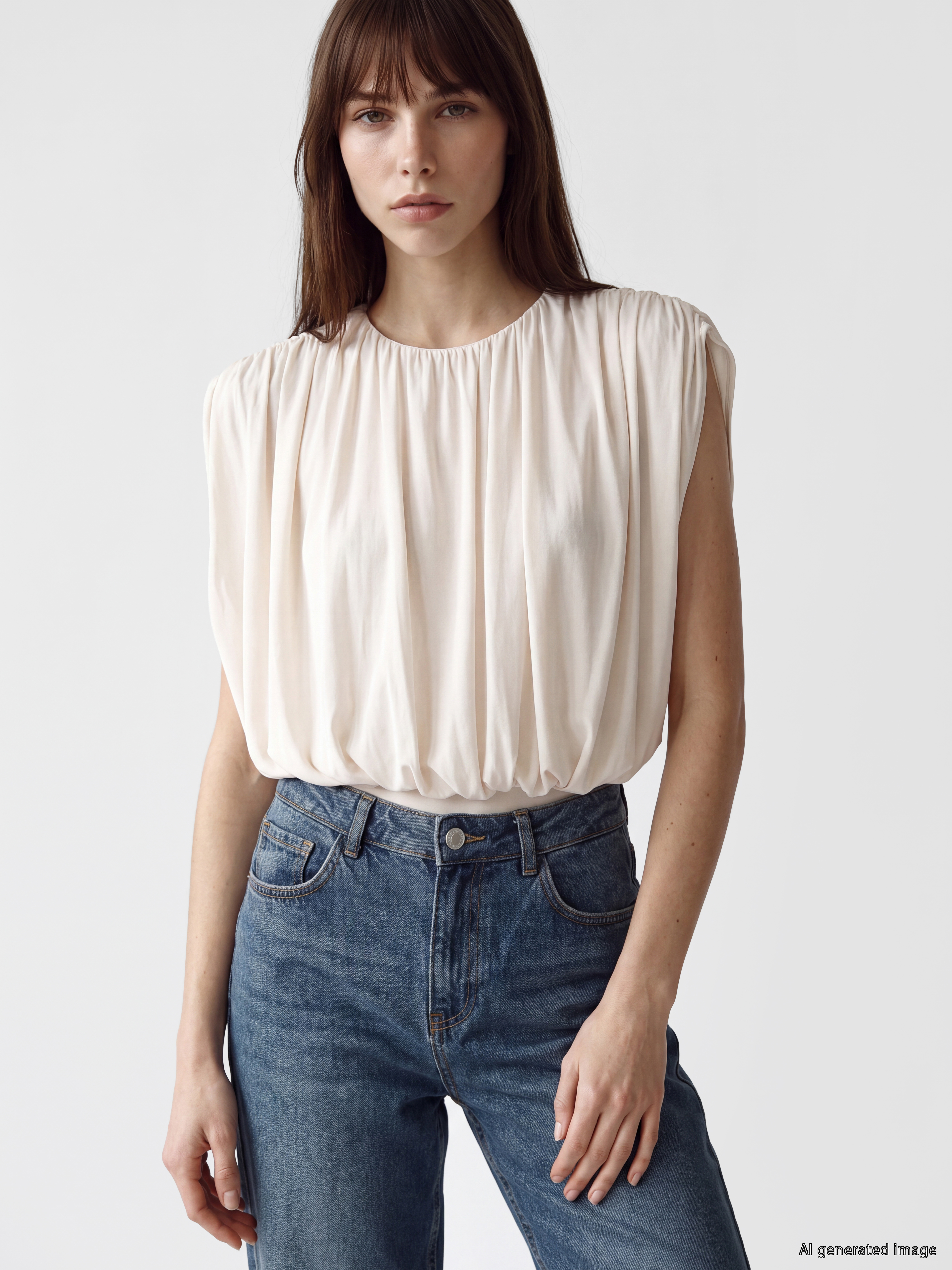 LCW Vision Bisiklet Yaka Fırfırlı Kadın Bodysuit
