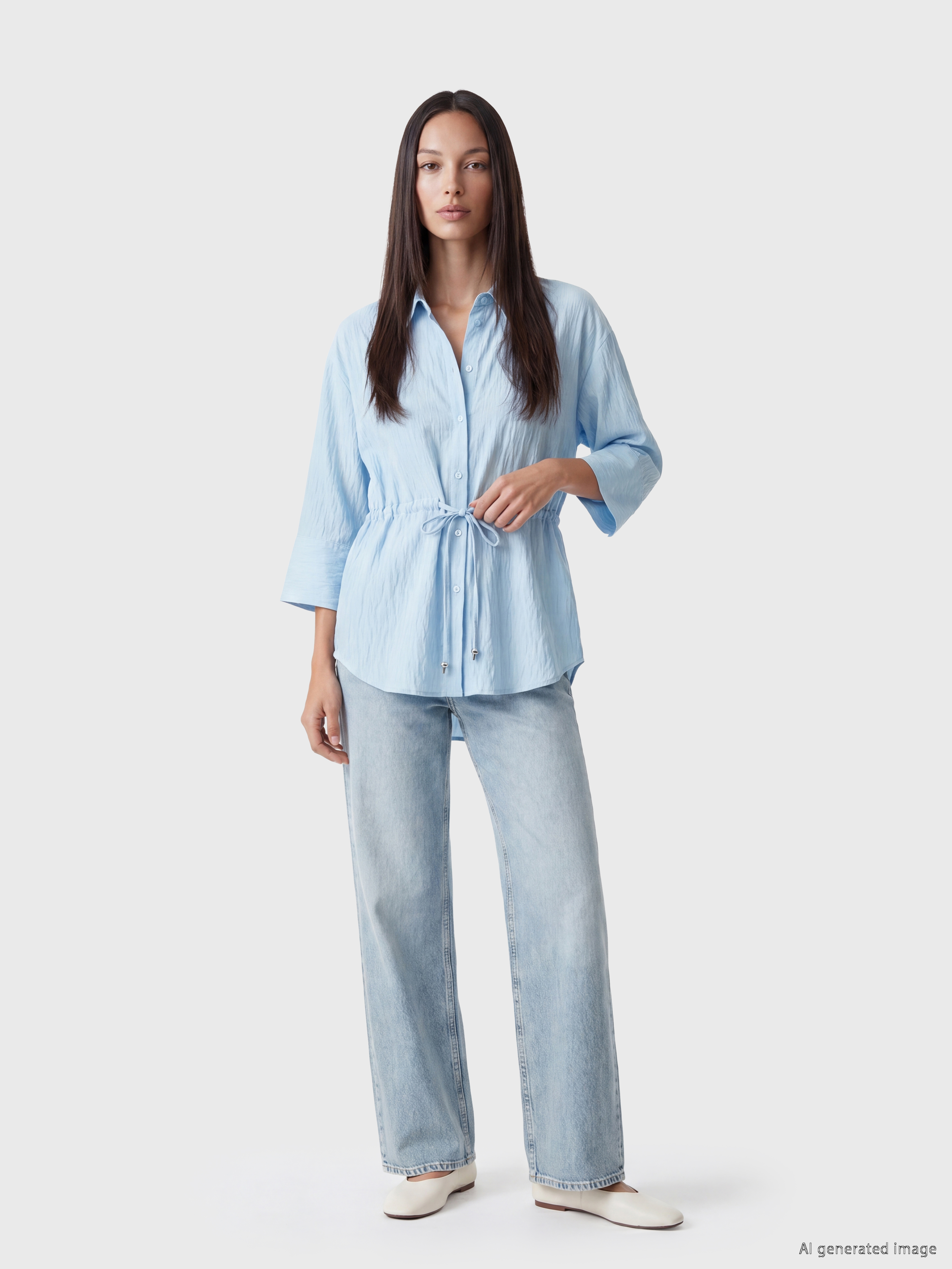LCW EVERYDAY Dokulu Oversize Armürlü Kadın Gömlek görsel 2