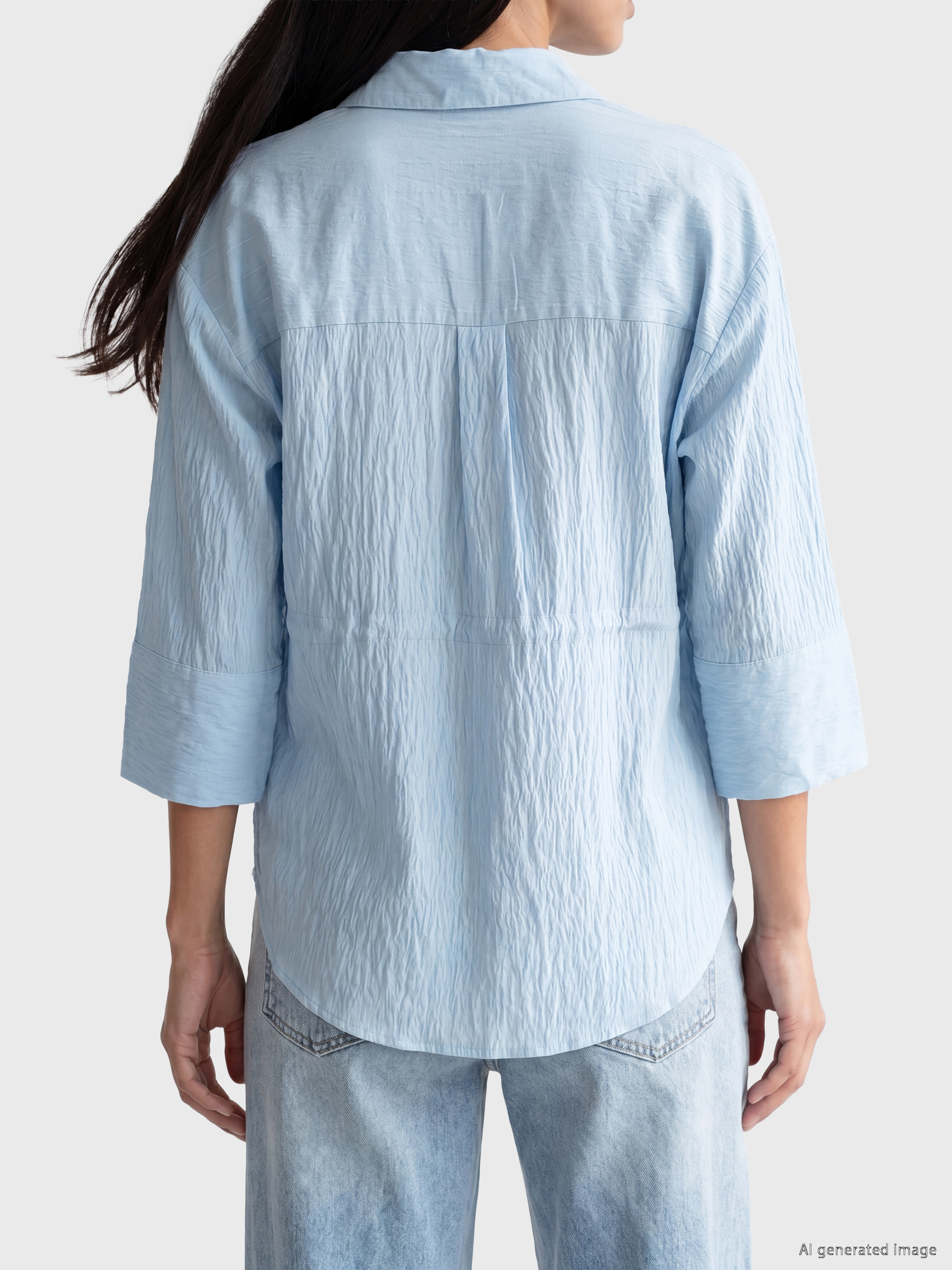 LCW EVERYDAY Dokulu Oversize Armürlü Kadın Gömlek görsel 4