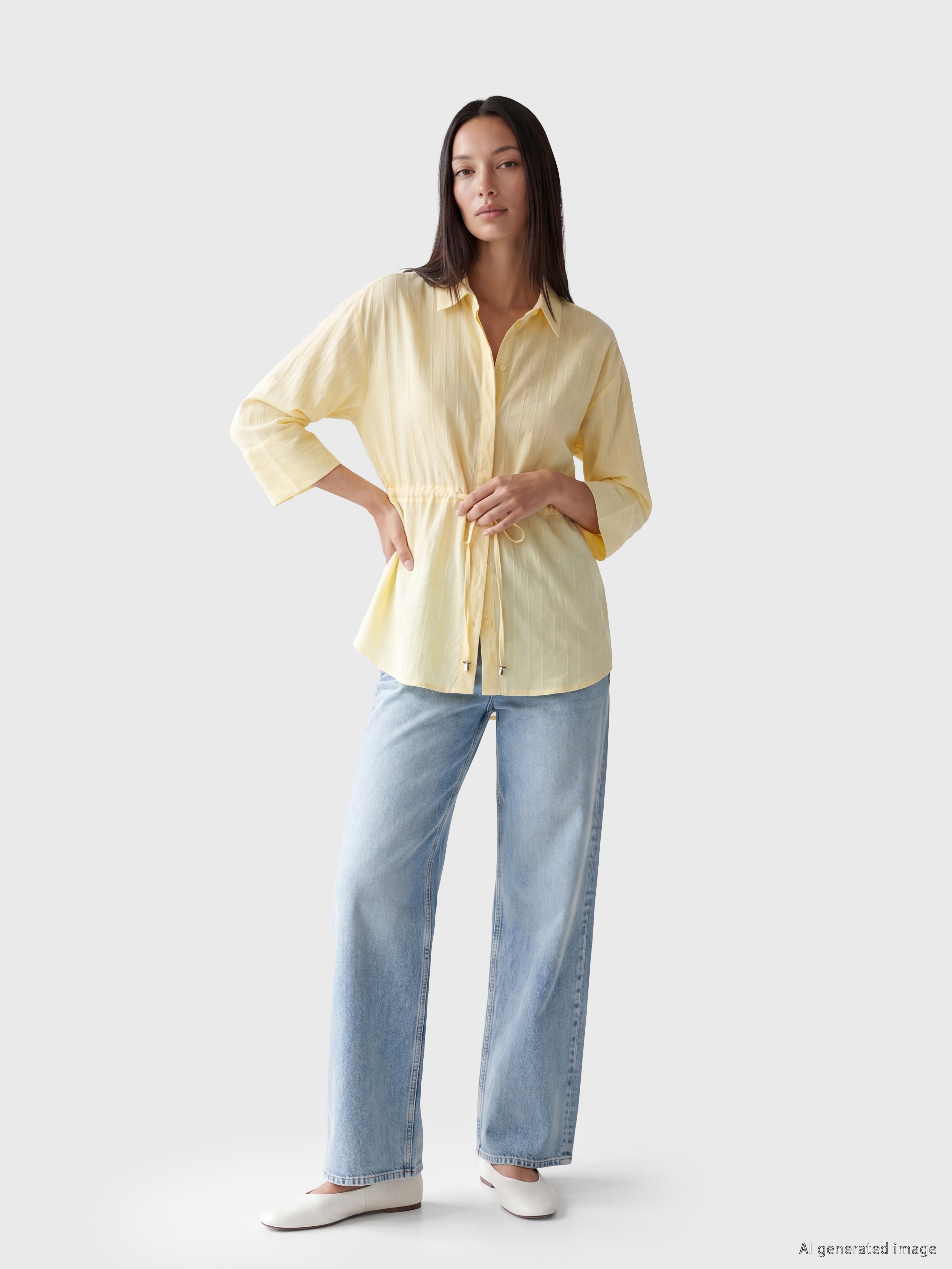 LCW EVERYDAY Dokulu Oversize Armürlü Kadın Gömlek görsel 2
