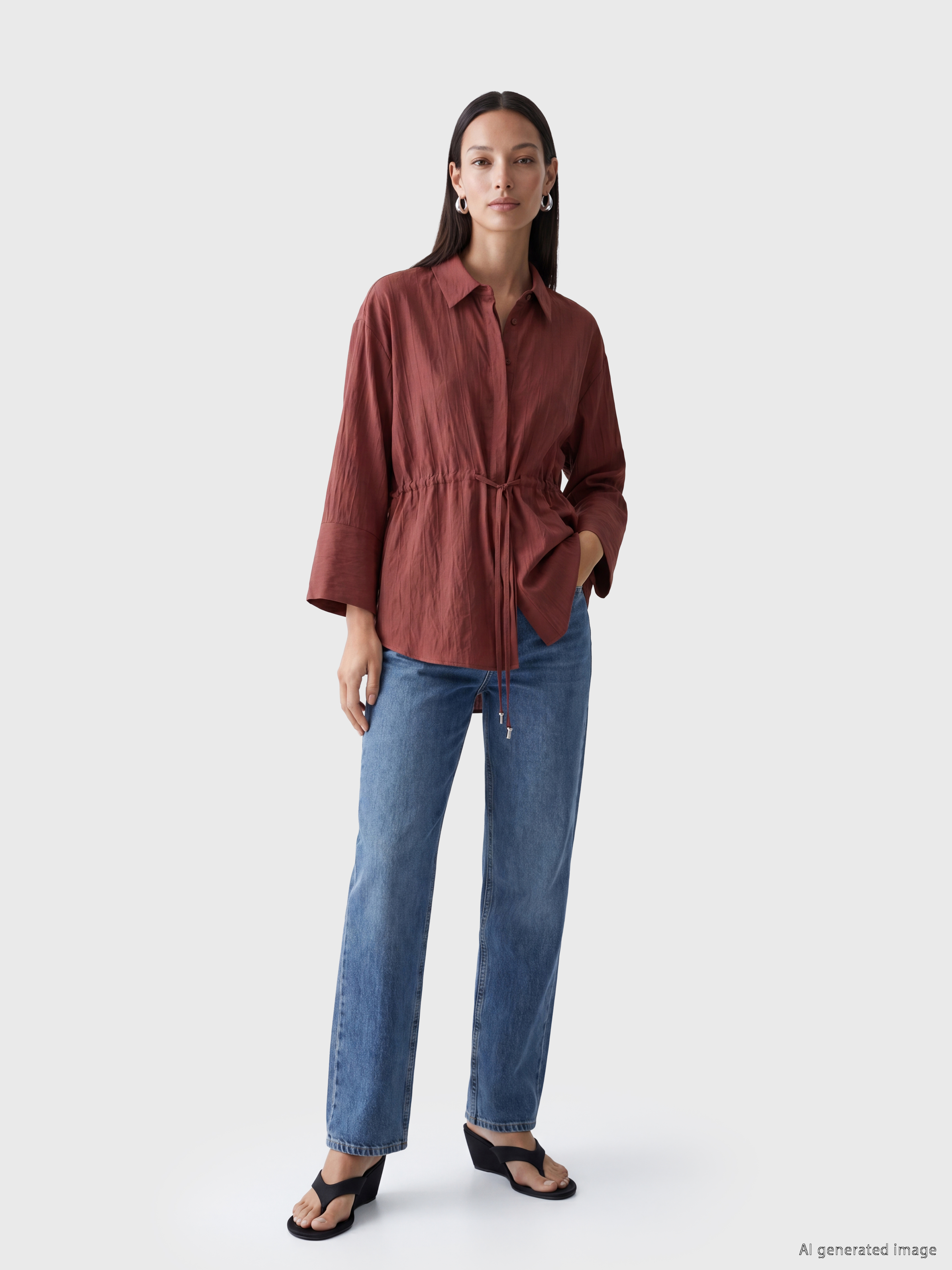 LCW EVERYDAY Dokulu Oversize Armürlü Kadın Gömlek görsel 2