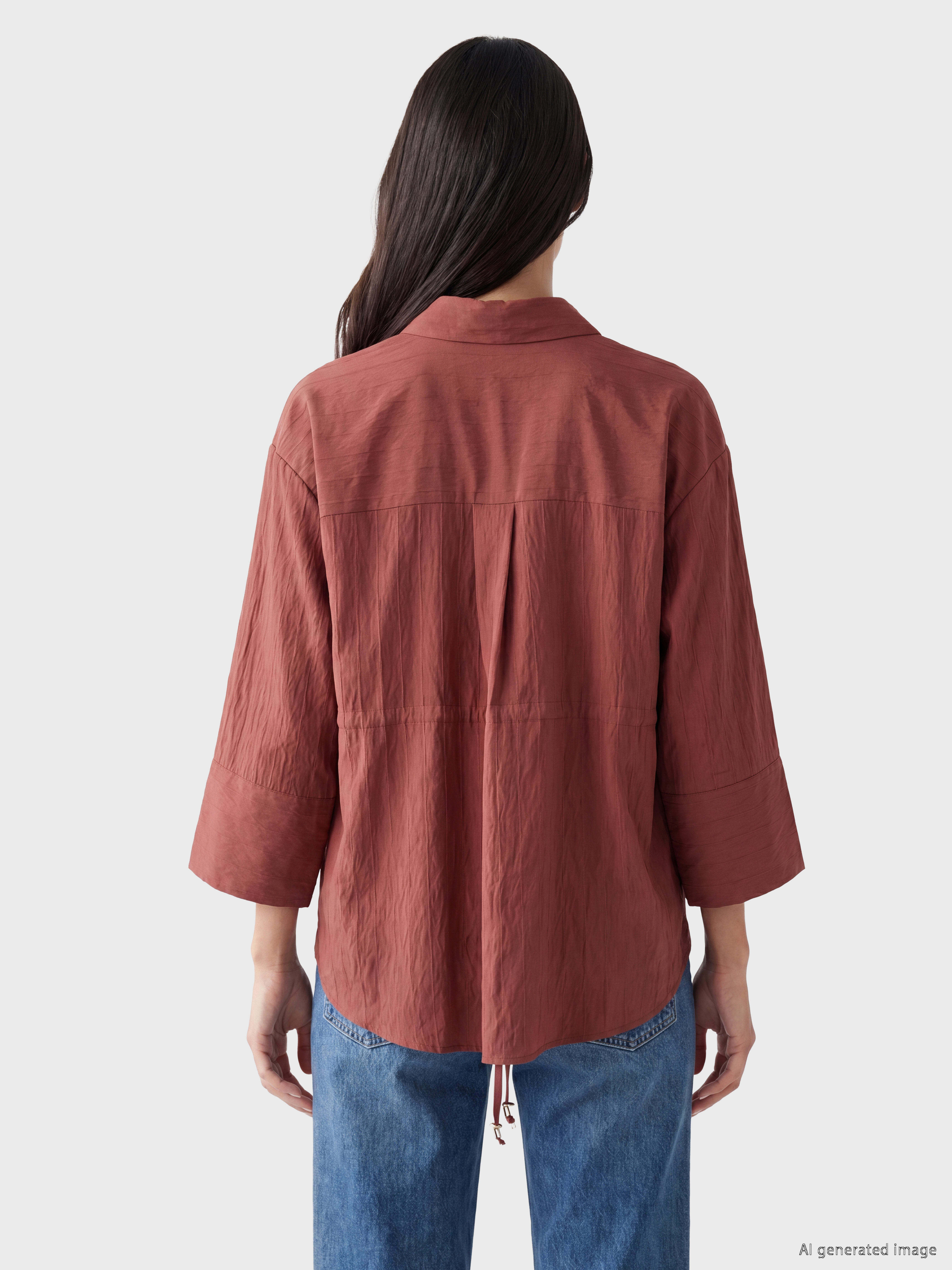 LCW EVERYDAY Dokulu Oversize Armürlü Kadın Gömlek görsel 4