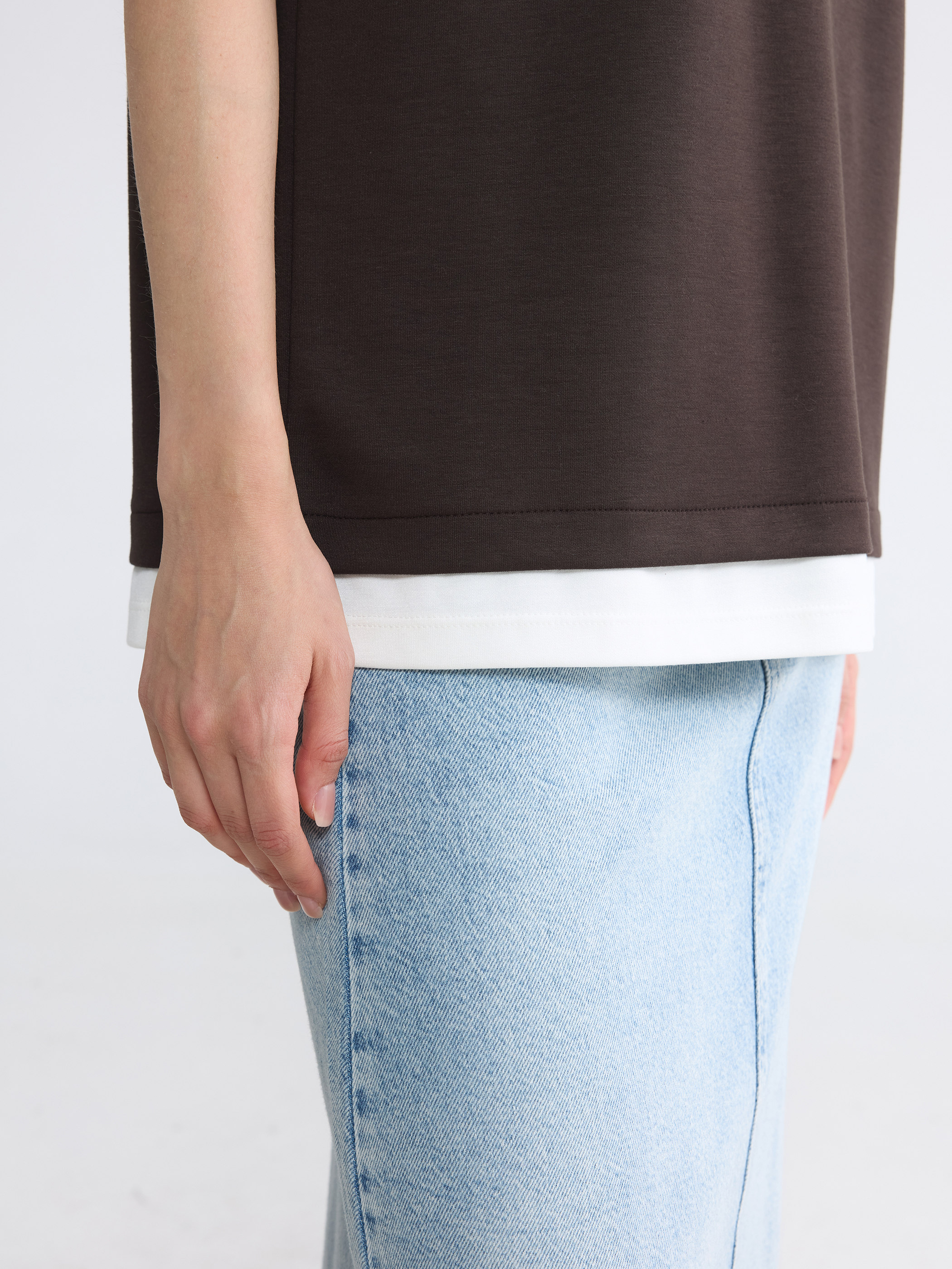 LCW Modest Bisiklet Yaka Soft Touch Kadın Tişört görsel 3