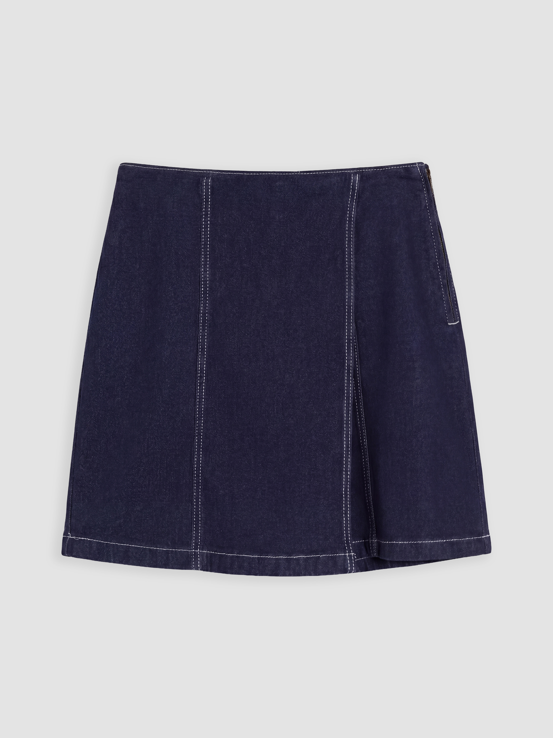 LCW Comfort Beli Fermuarlı Jean Şort Etek görsel 5