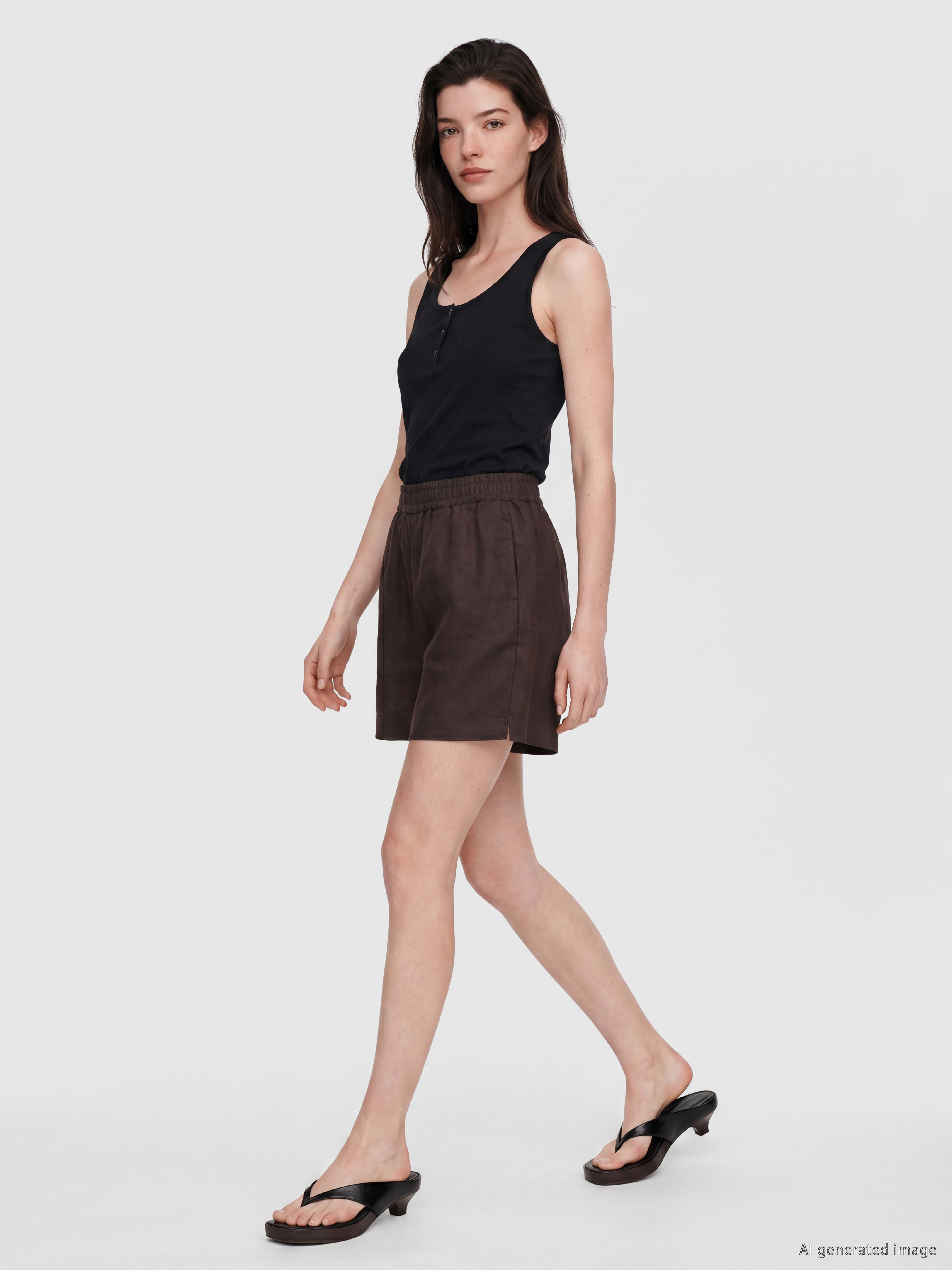 LCW Comfort Beli Lastikli %100 Keten Kadın Şort