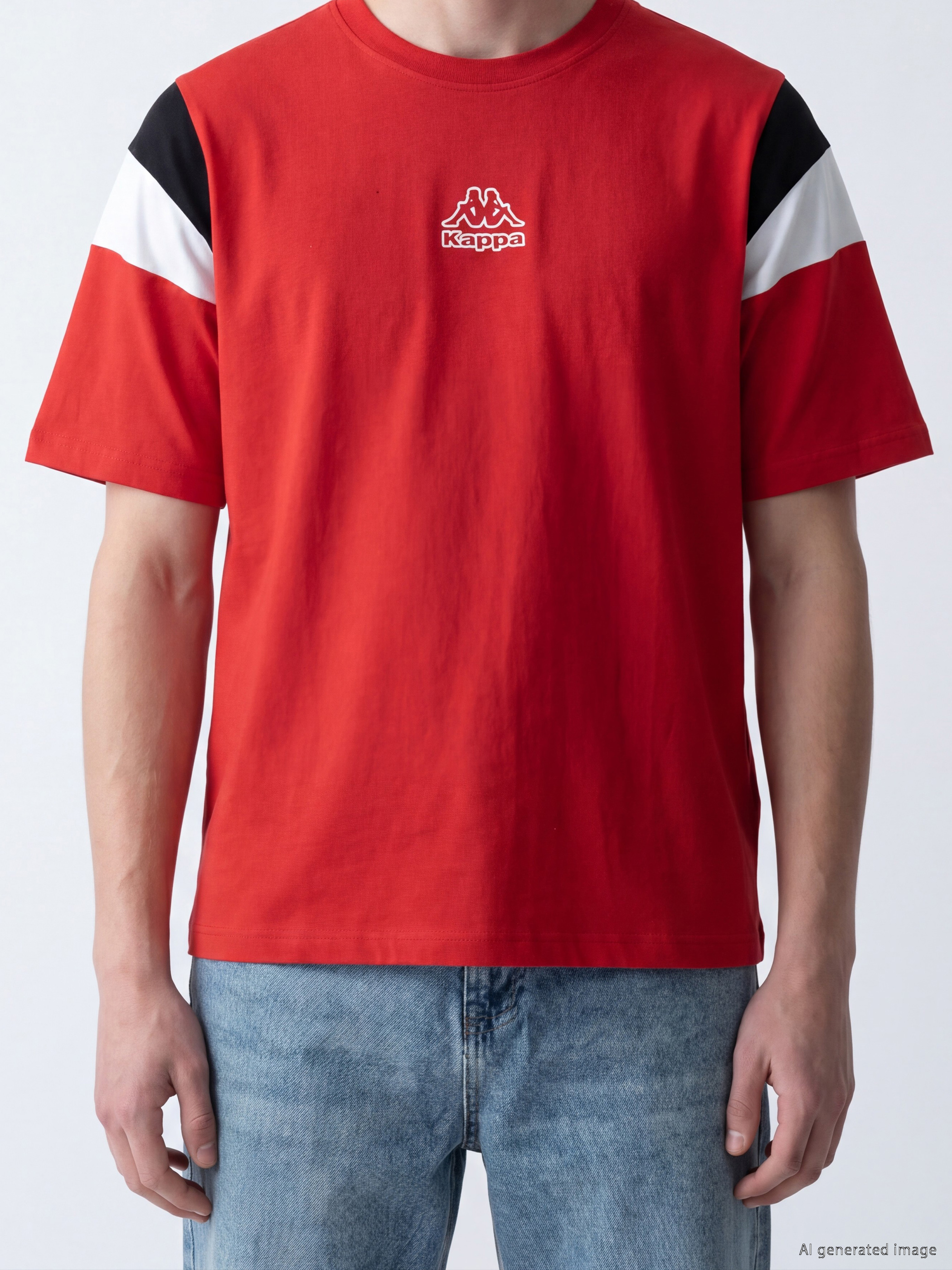 Kappa LC WAIKIKI Bisiklet Yaka Nakışlı Unisex Tişört görsel 4