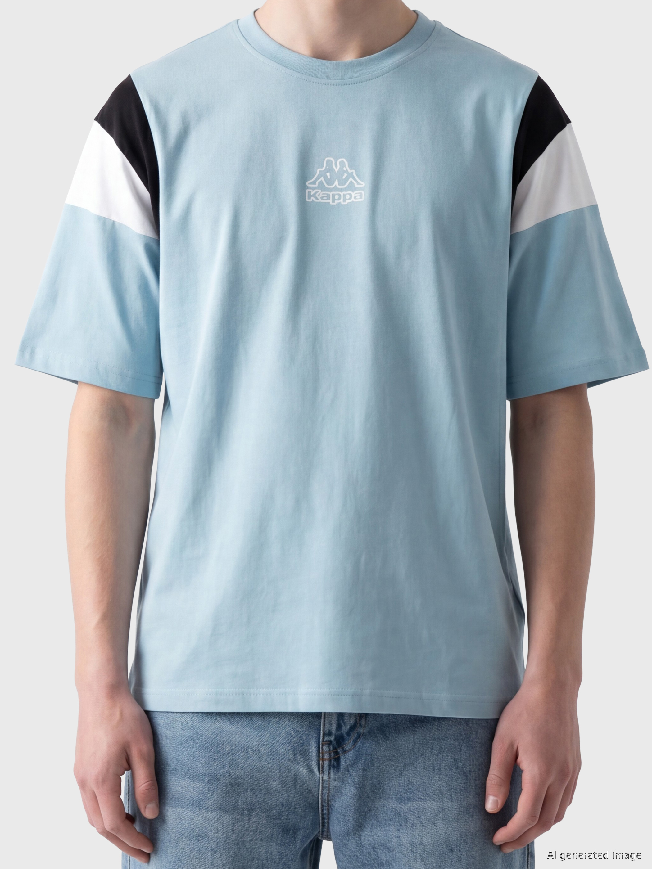 Kappa LC WAIKIKI Bisiklet Yaka Nakışlı Unisex Tişört görsel 5
