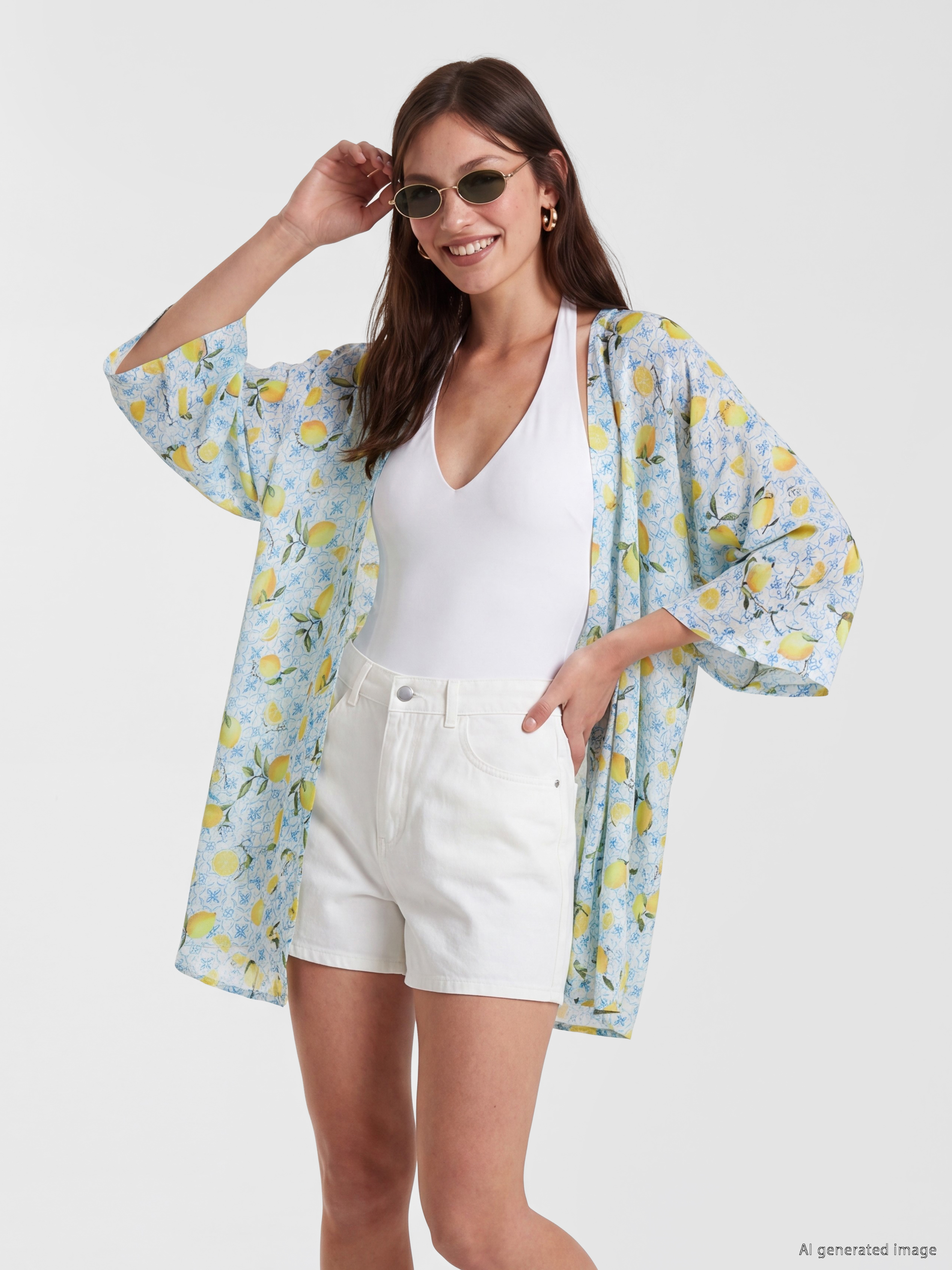 LCW DREAM Limon Desenli Kadın Kimono görsel 2