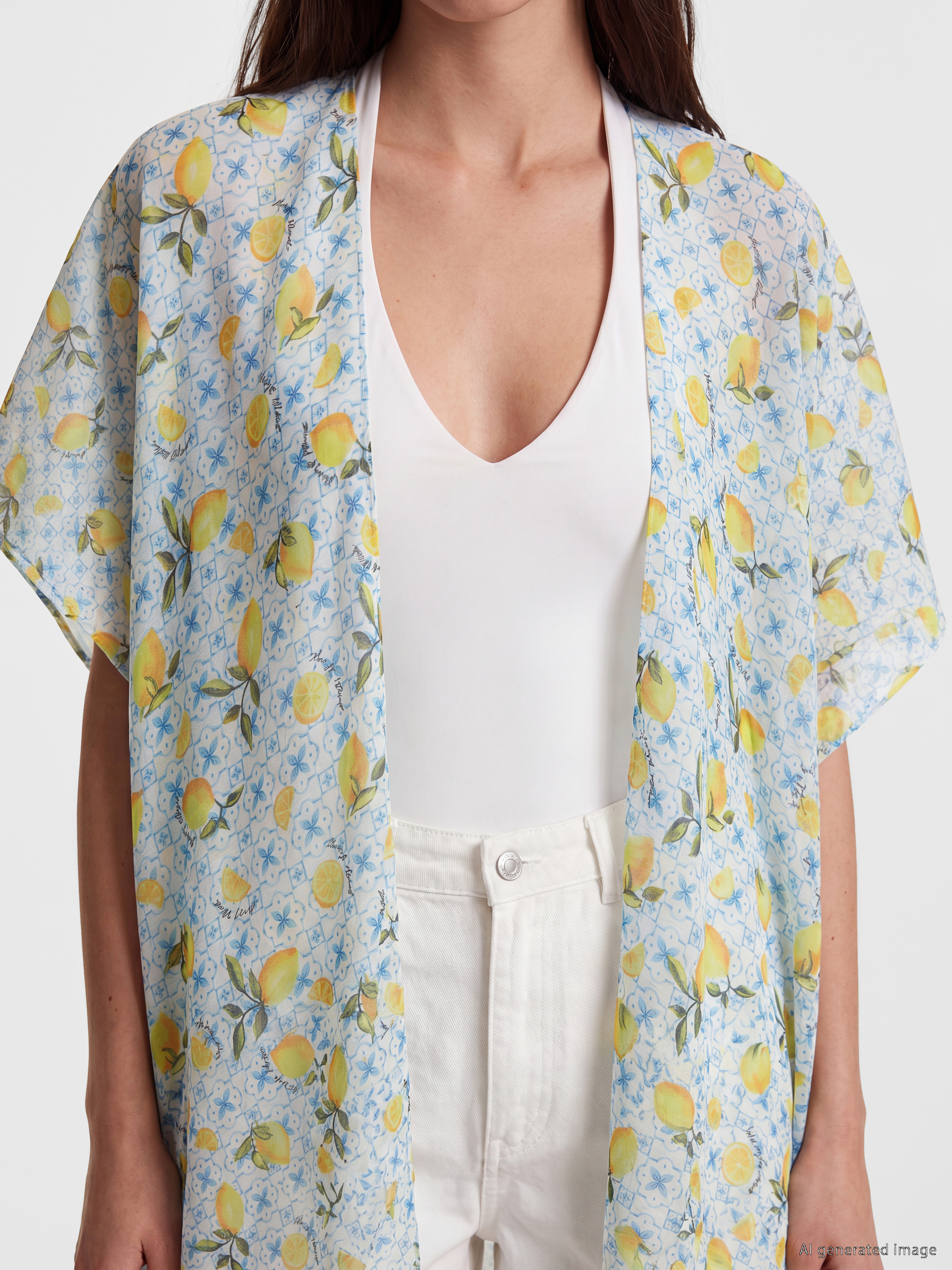 LCW DREAM Limon Desenli Kadın Kimono görsel 3
