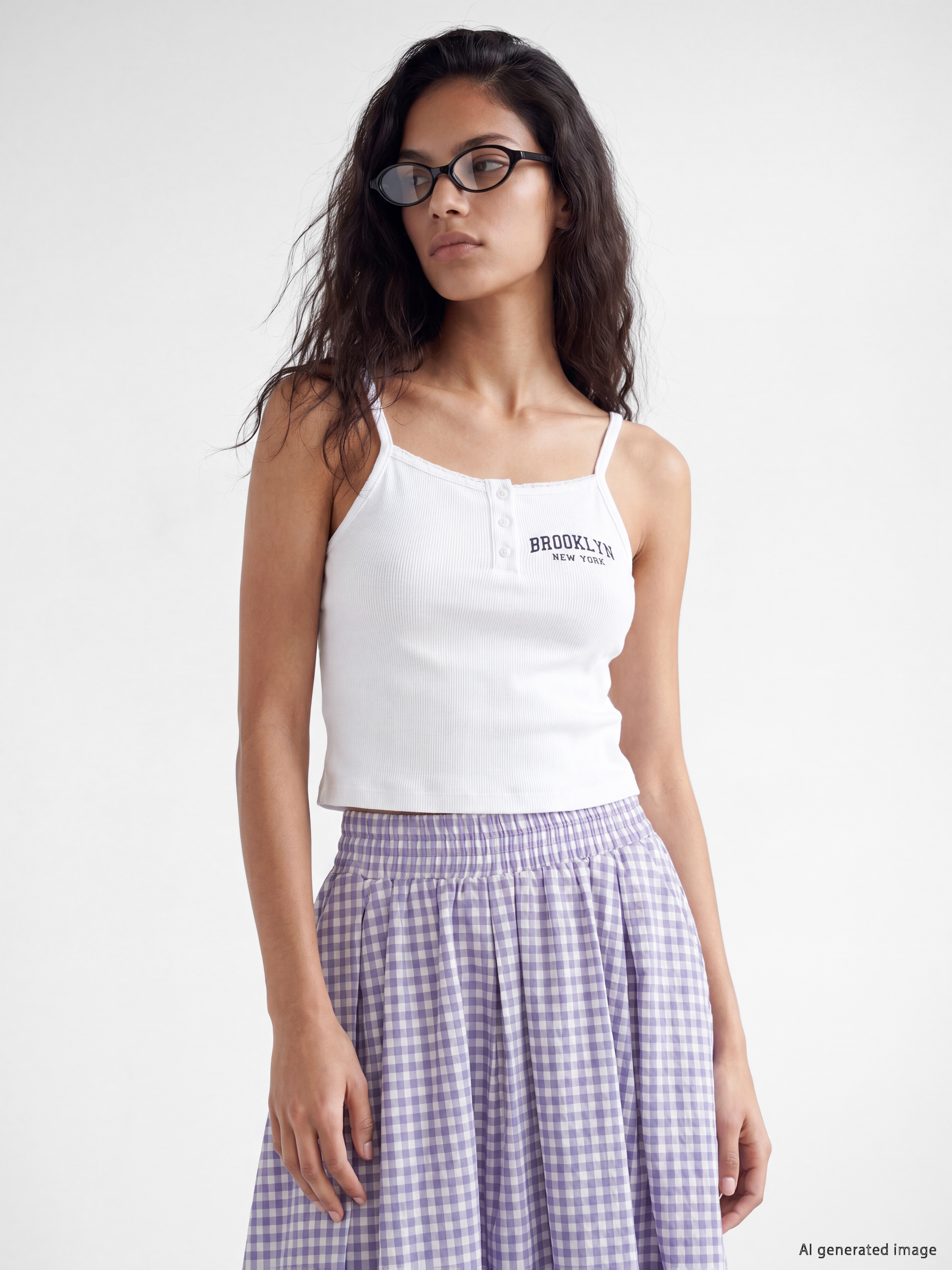 XSIDE Brooklyn Baskılı İp Askılı Kadın Fitilli Crop