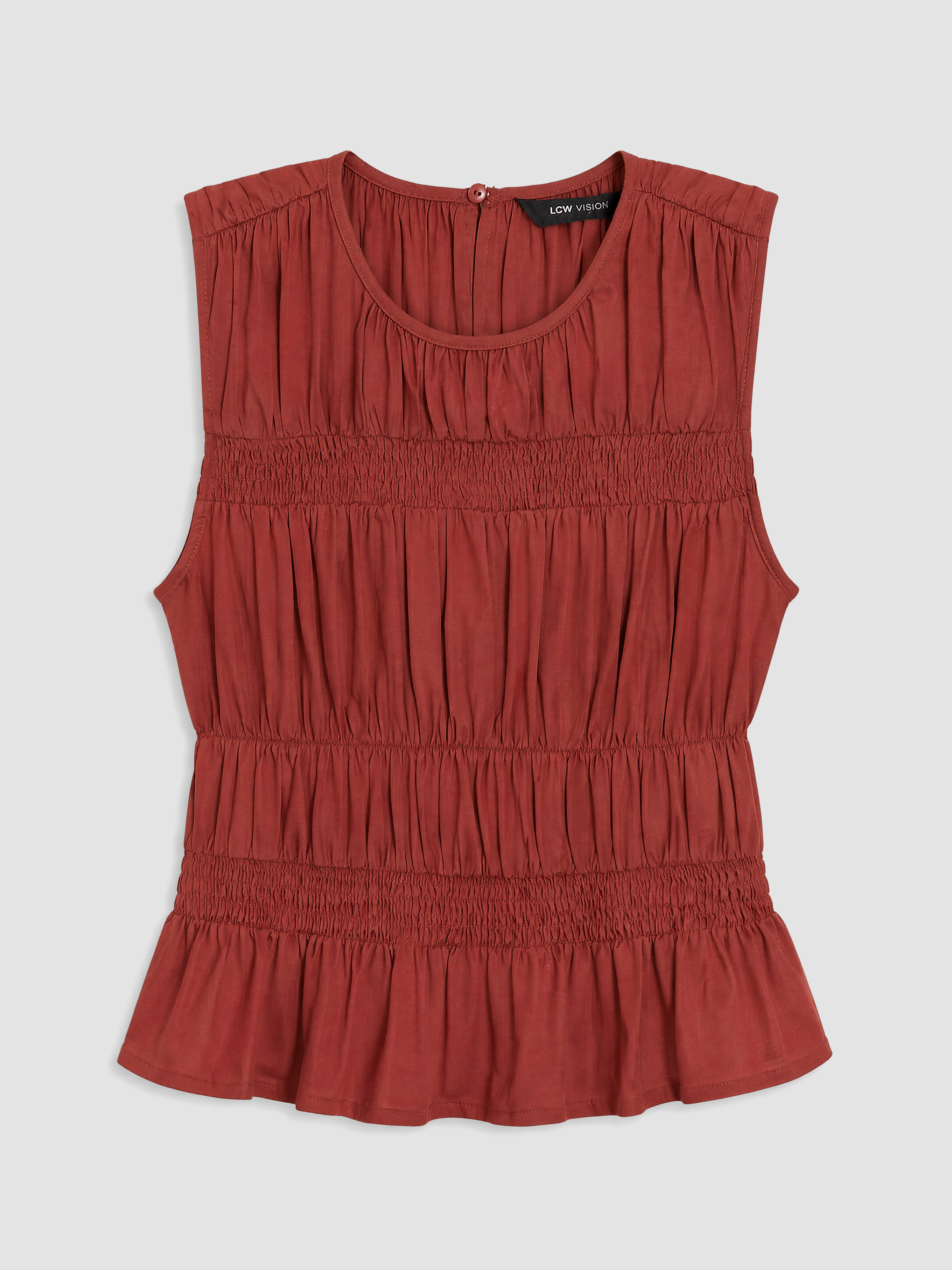 LCW Vision Bisiklet Yaka Büzgülü Peplum Bluz görsel 5