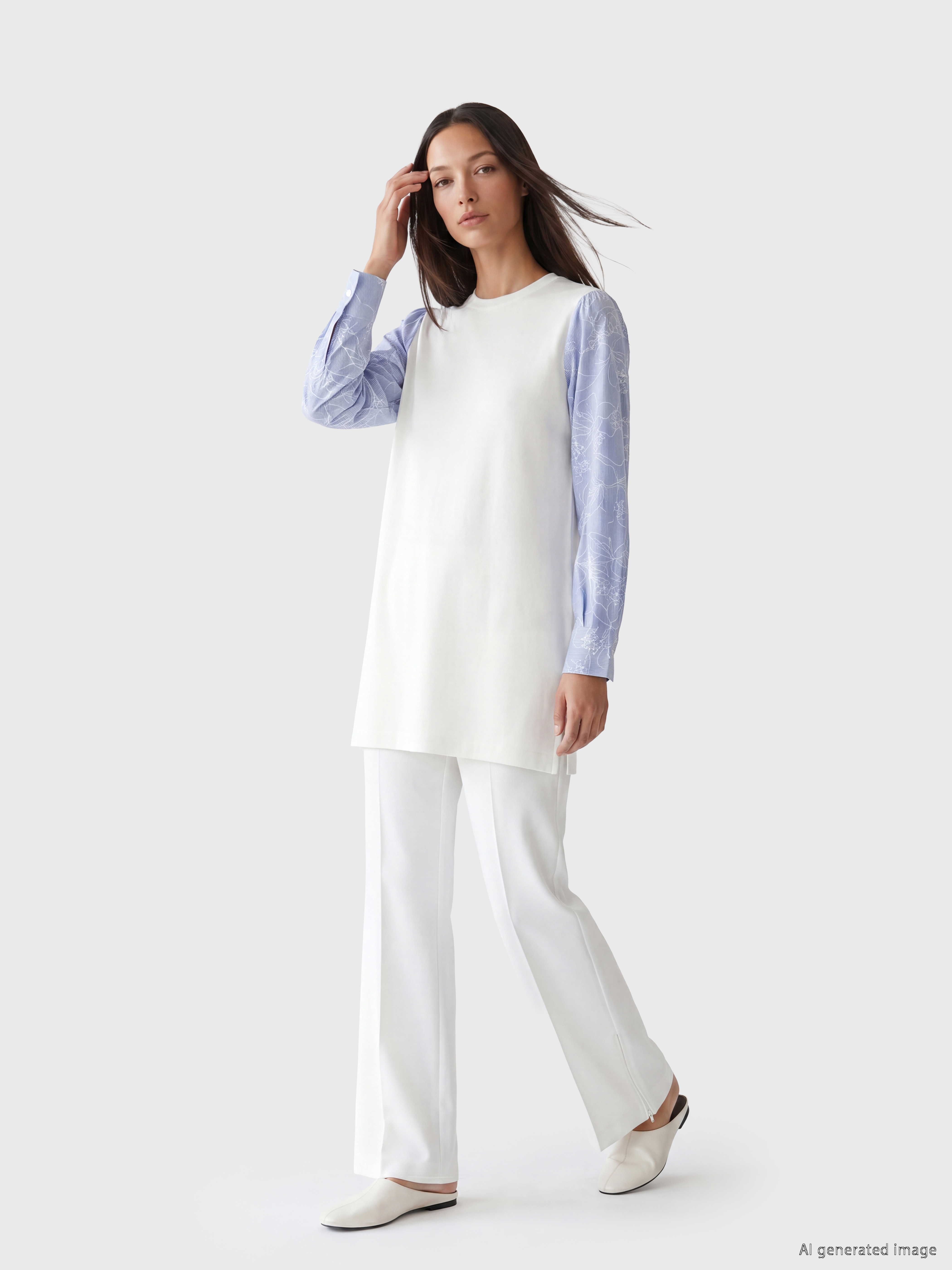 LCW EVERYDAY Soft Touch Nakışlı Kadın Sweatshirt Tunik görsel 2
