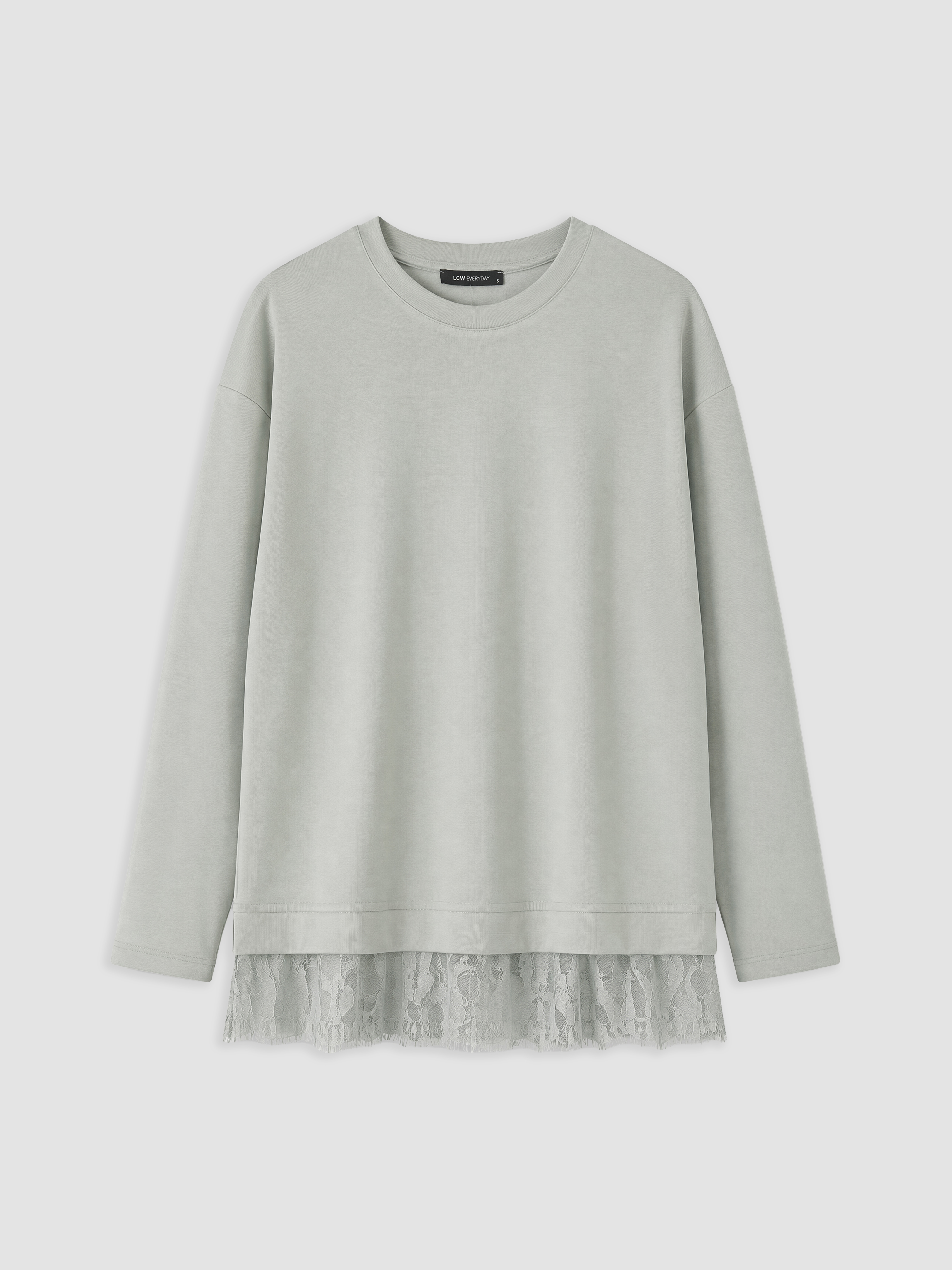 LCW EVERYDAY Dantel Detaylı Soft Touch Kadın Sweatshirt Tunik görsel 4