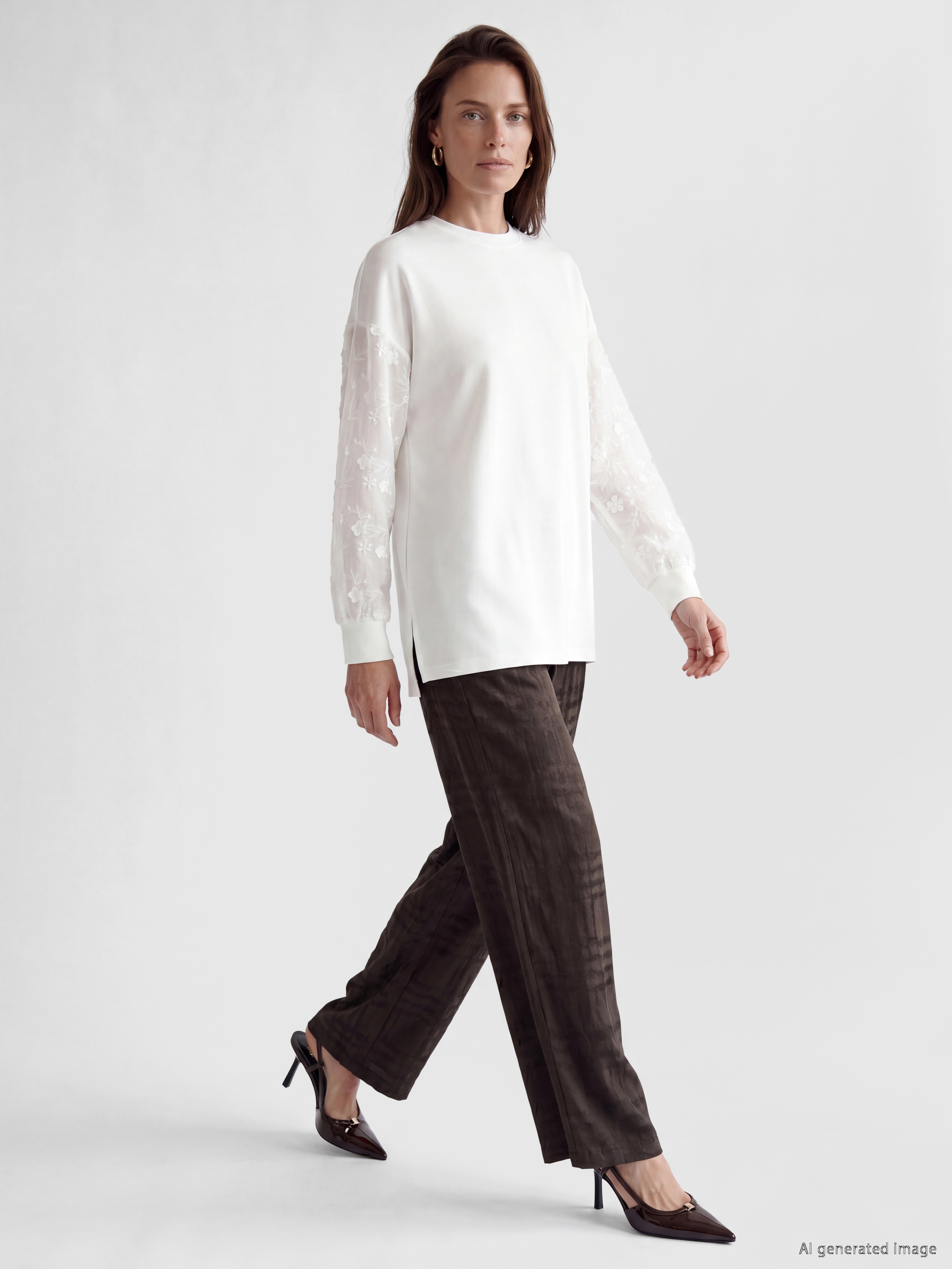 LCW EVERYDAY Soft Touch Oversize Kadın Sweatshirt Tunik görsel 2