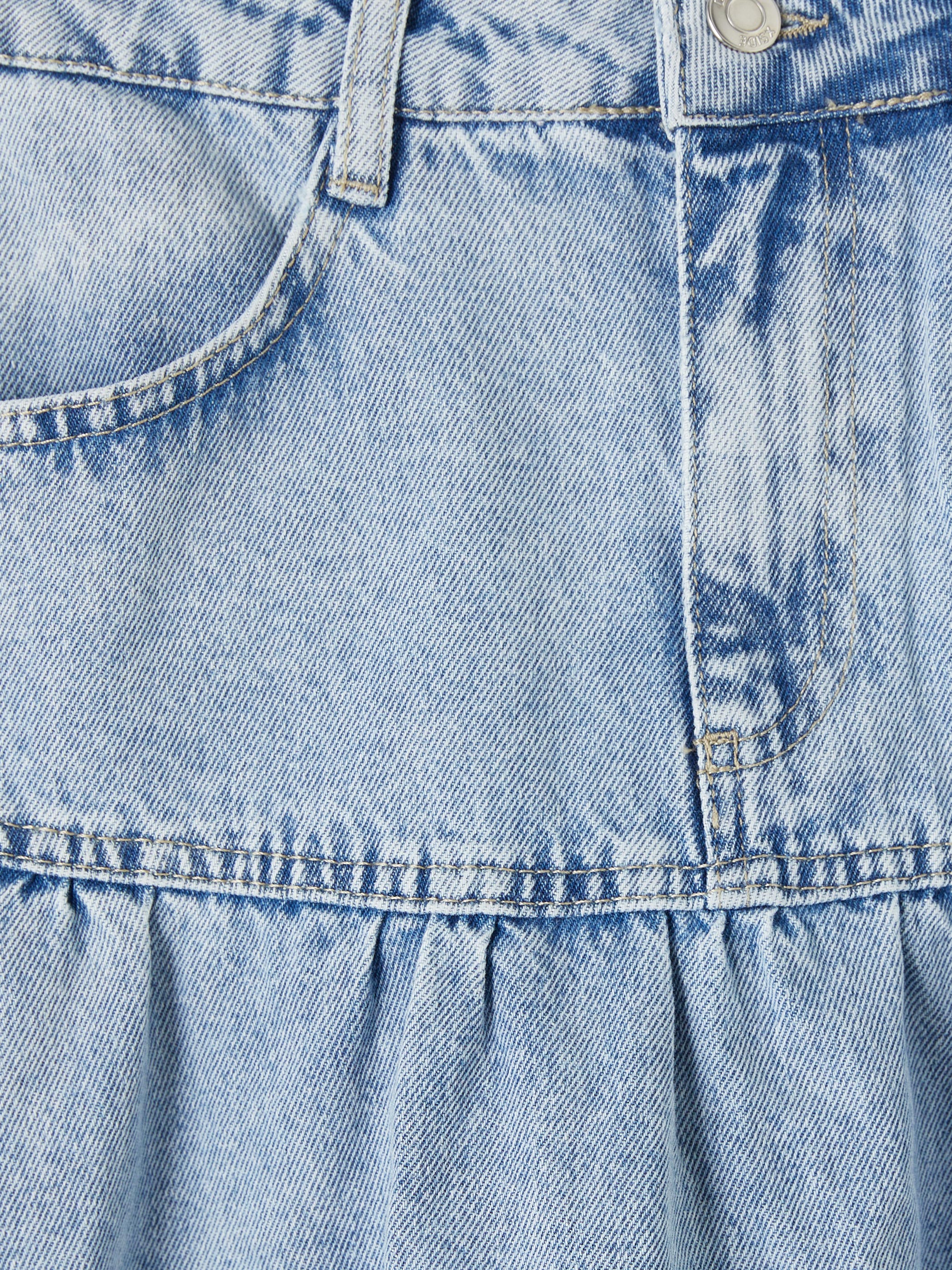 XSIDE Fırfırlı Mini Jean Etek görsel 6