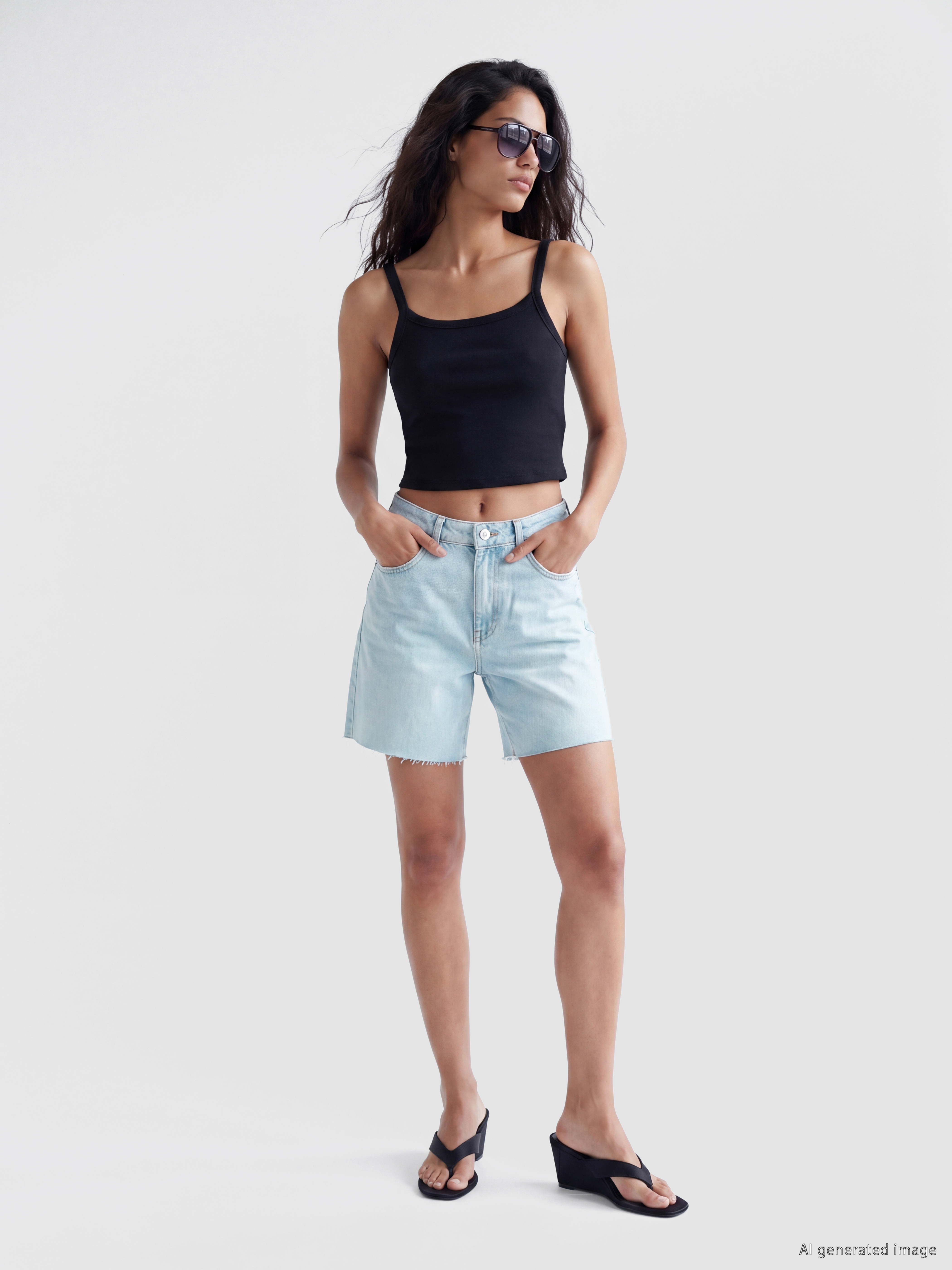 XSIDE Yüksek Bel Bermuda Fit Kadın Jean Şort