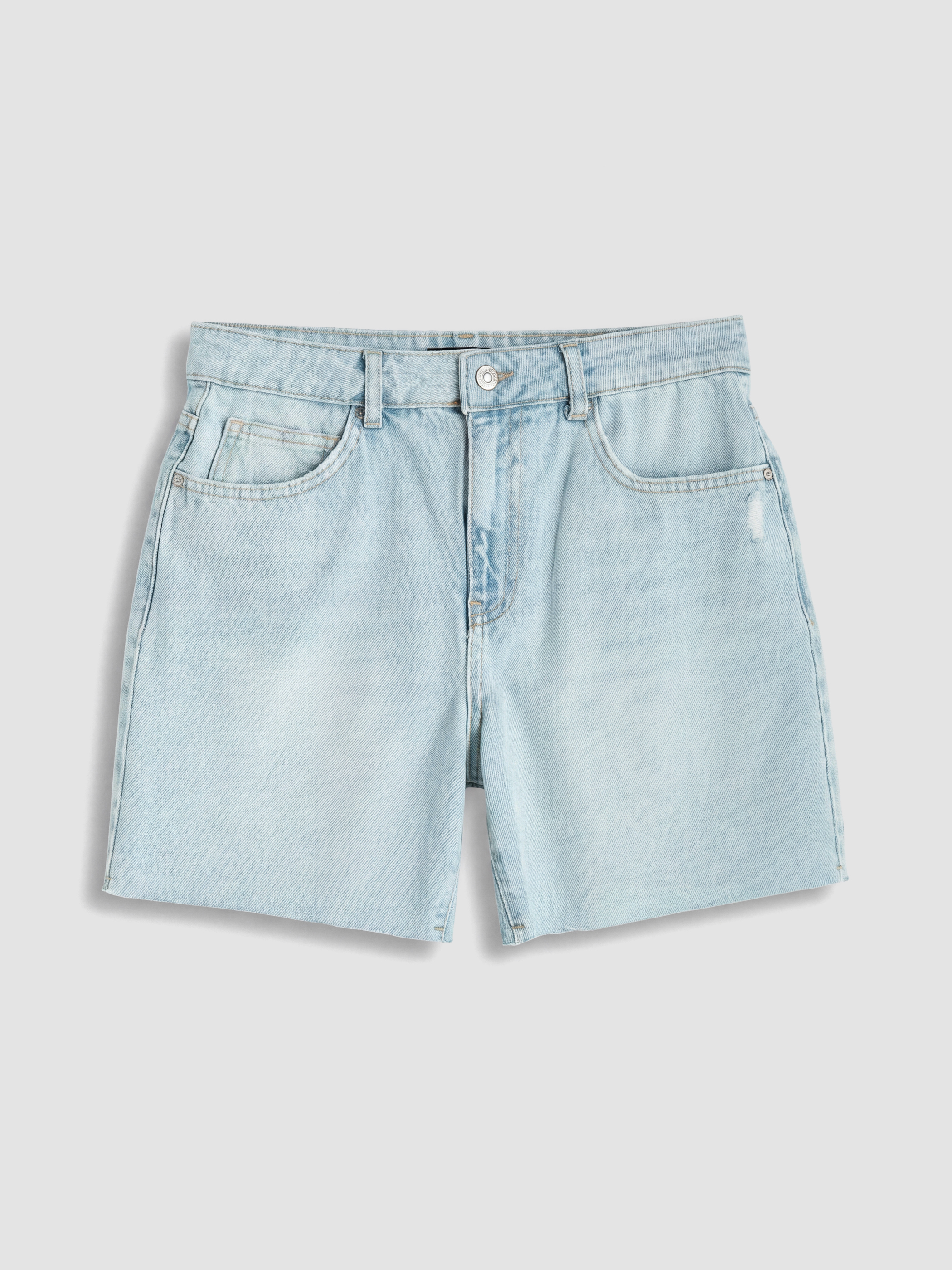 XSIDE Yüksek Bel Mom Fit Kadın Jean Şort görsel 5