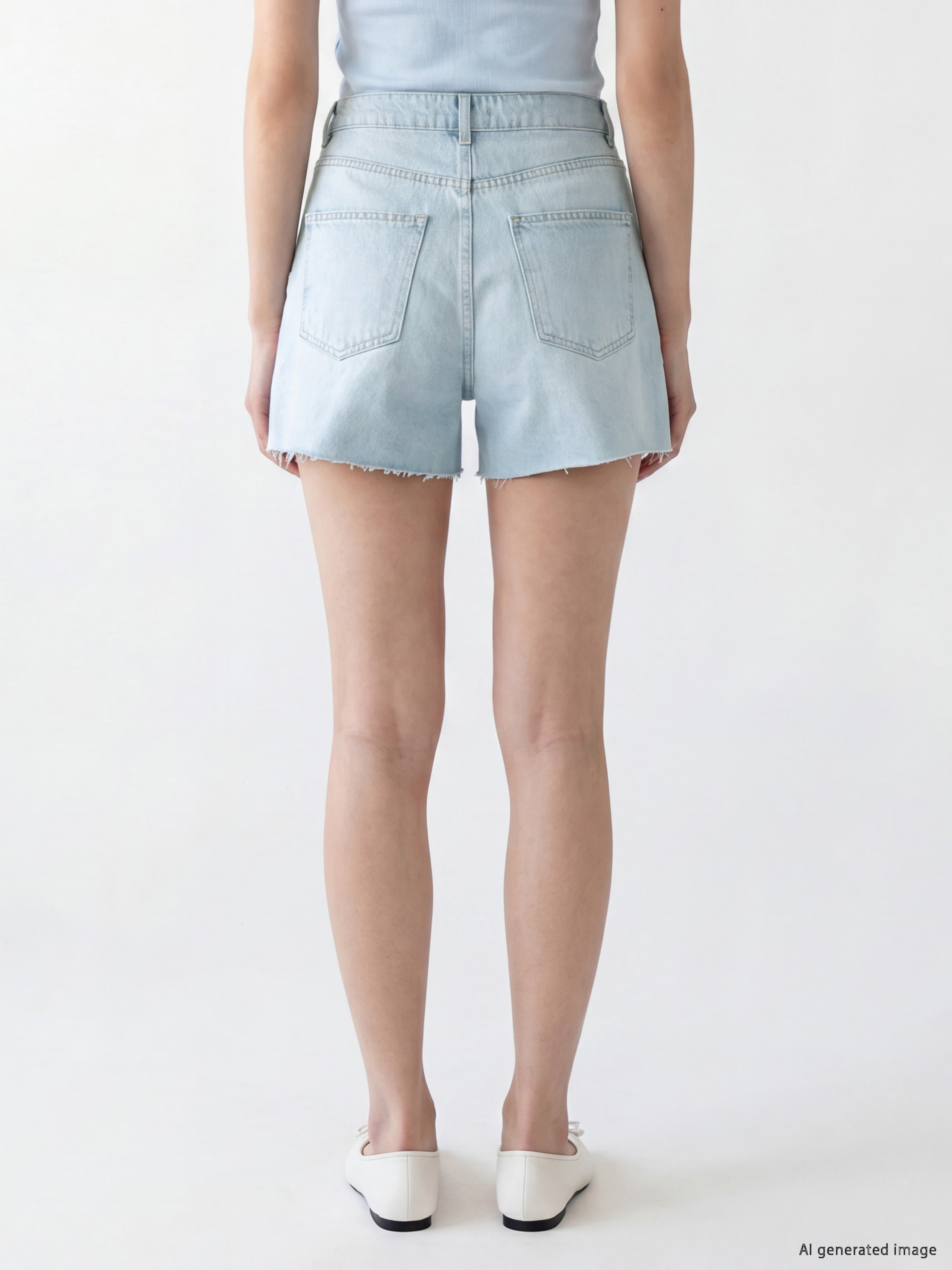 XSIDE Yüksek Bel Mom Fit Kadın Jean Şort görsel 4