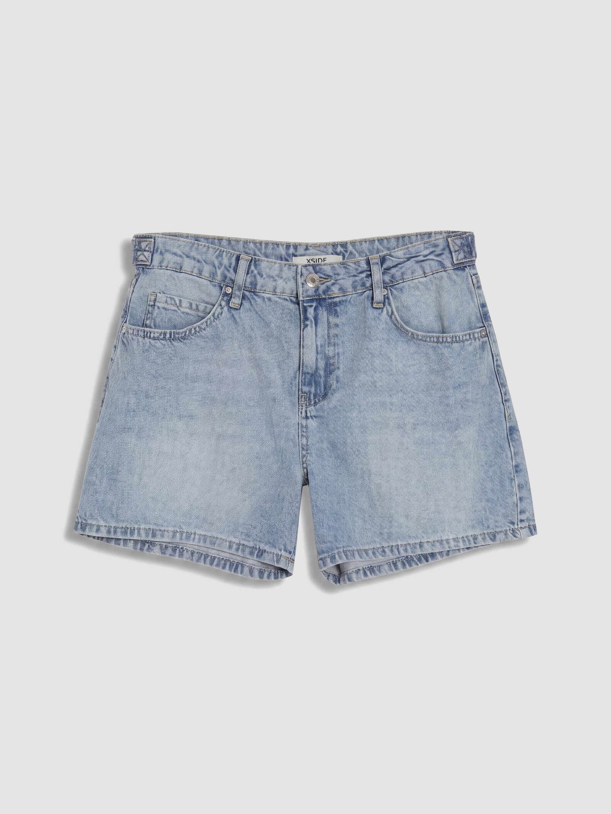 XSIDE Yüksek Bel Mom Fit Kadın Jean Şort görsel 5